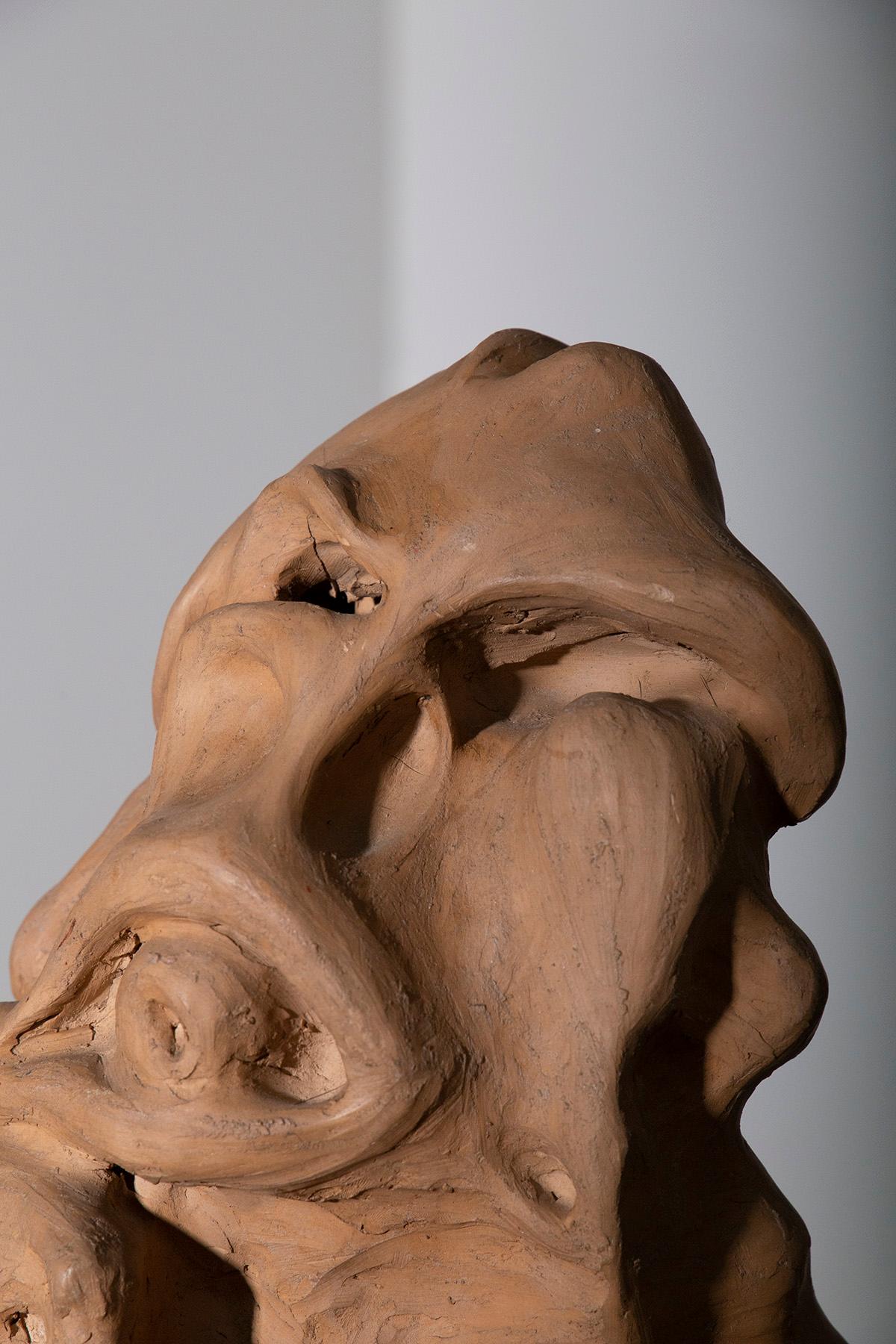 Skulptur vintage italienische anthropomorphe Terrakotta , Signiert Compiani im Zustand „Gut“ im Angebot in Milano, IT