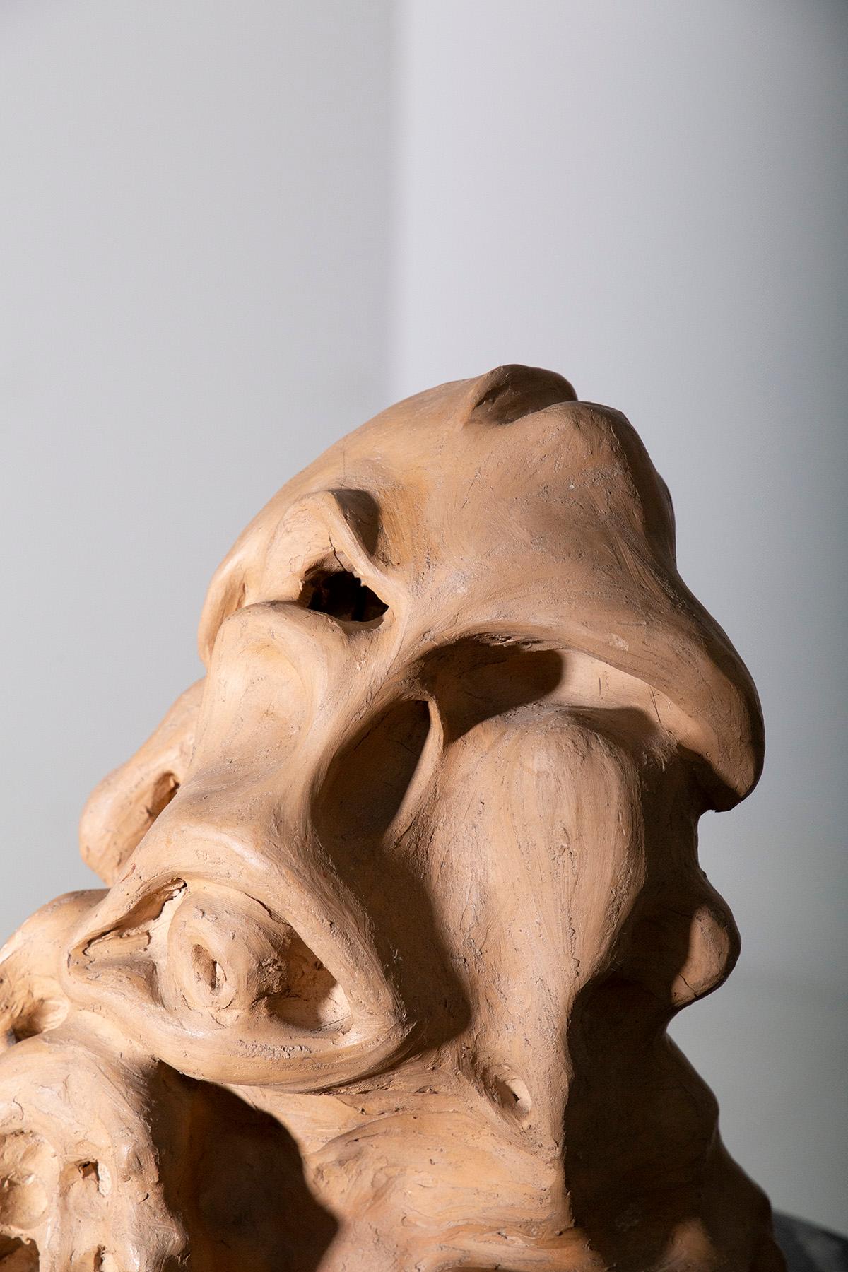 Skulptur vintage italienische anthropomorphe Terrakotta , Signiert Compiani im Angebot 3