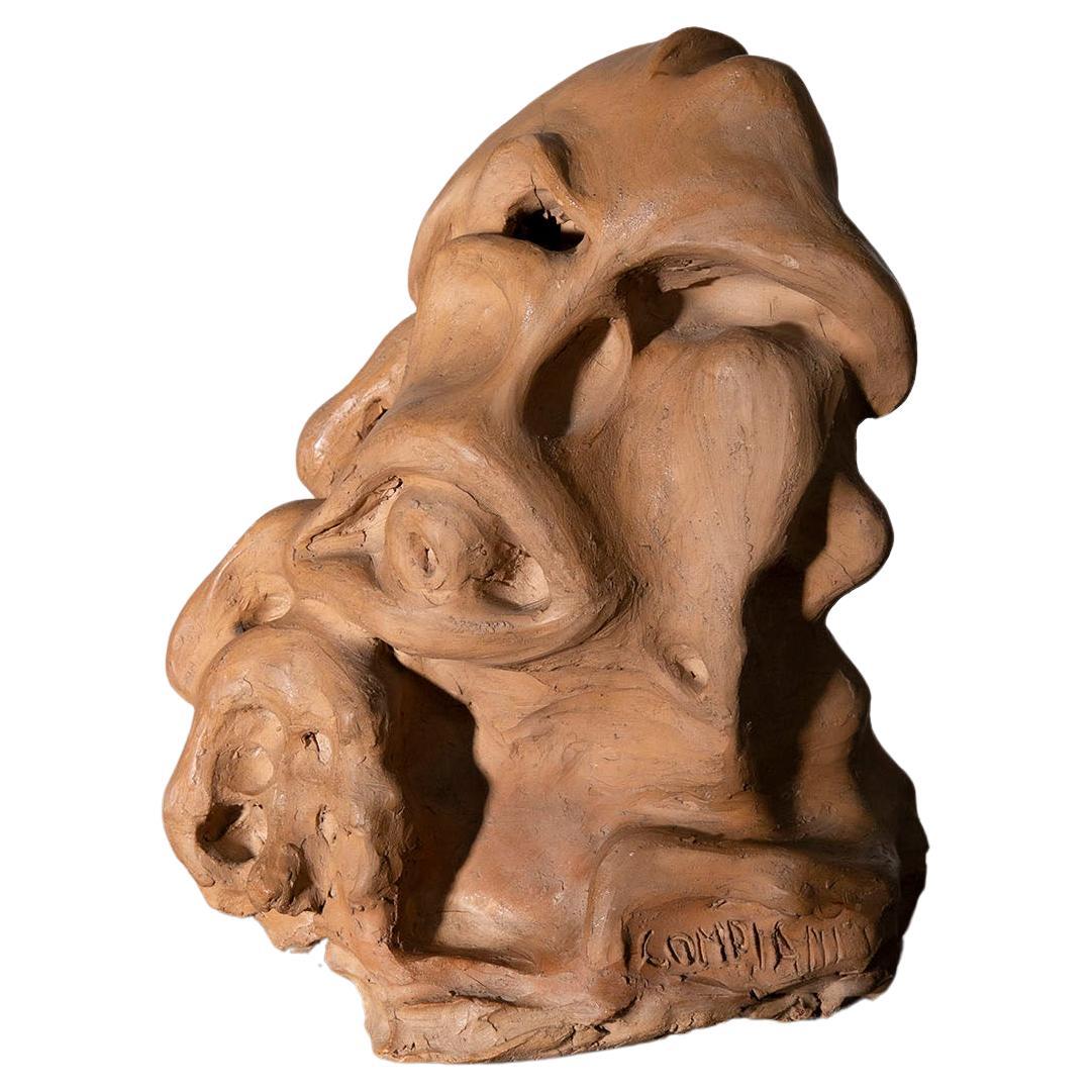 Sculpture vintage italienne anthropomorphe en terre cuite , Signée Compiani