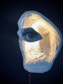 Sculpture White Plaster Table Sconce Light, 21st Century by Mattia Biagi