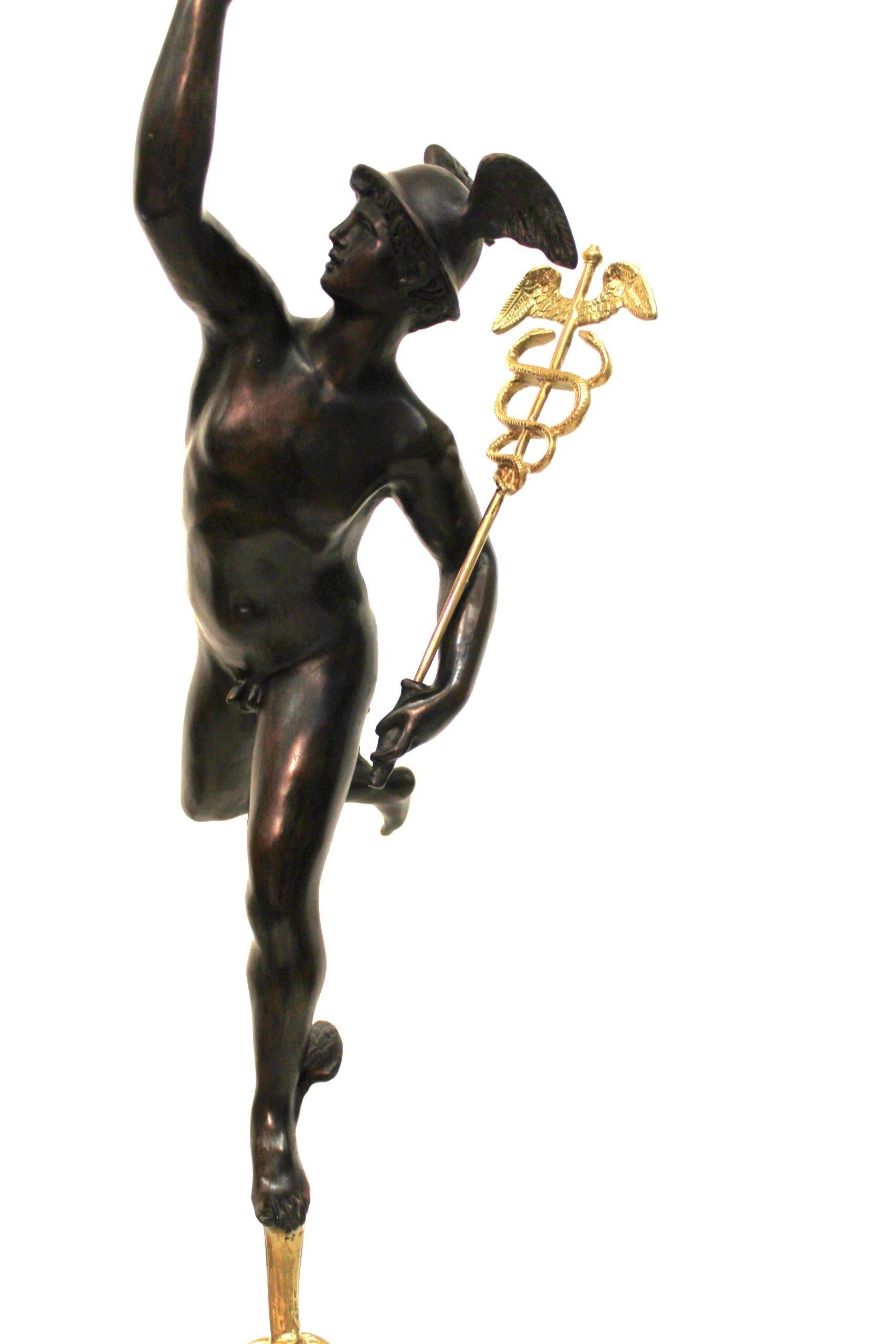 Bronze Sculpture, winged Mercury For Sale