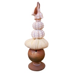 Sculpture with Seashell Assemblage and Antique Brass Base