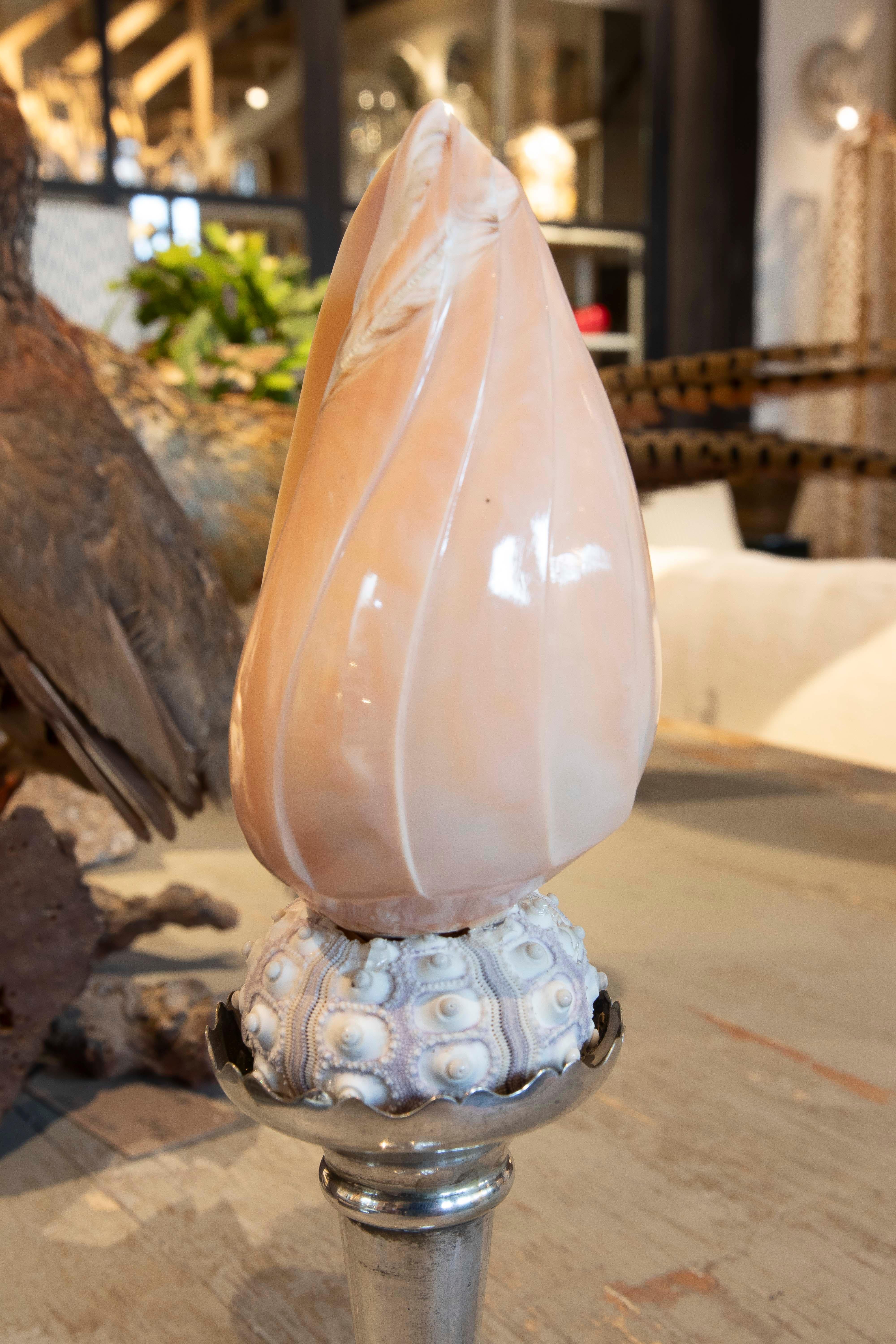 Sculpture with Seashell Assembly and Antique Silver Base For Sale 6