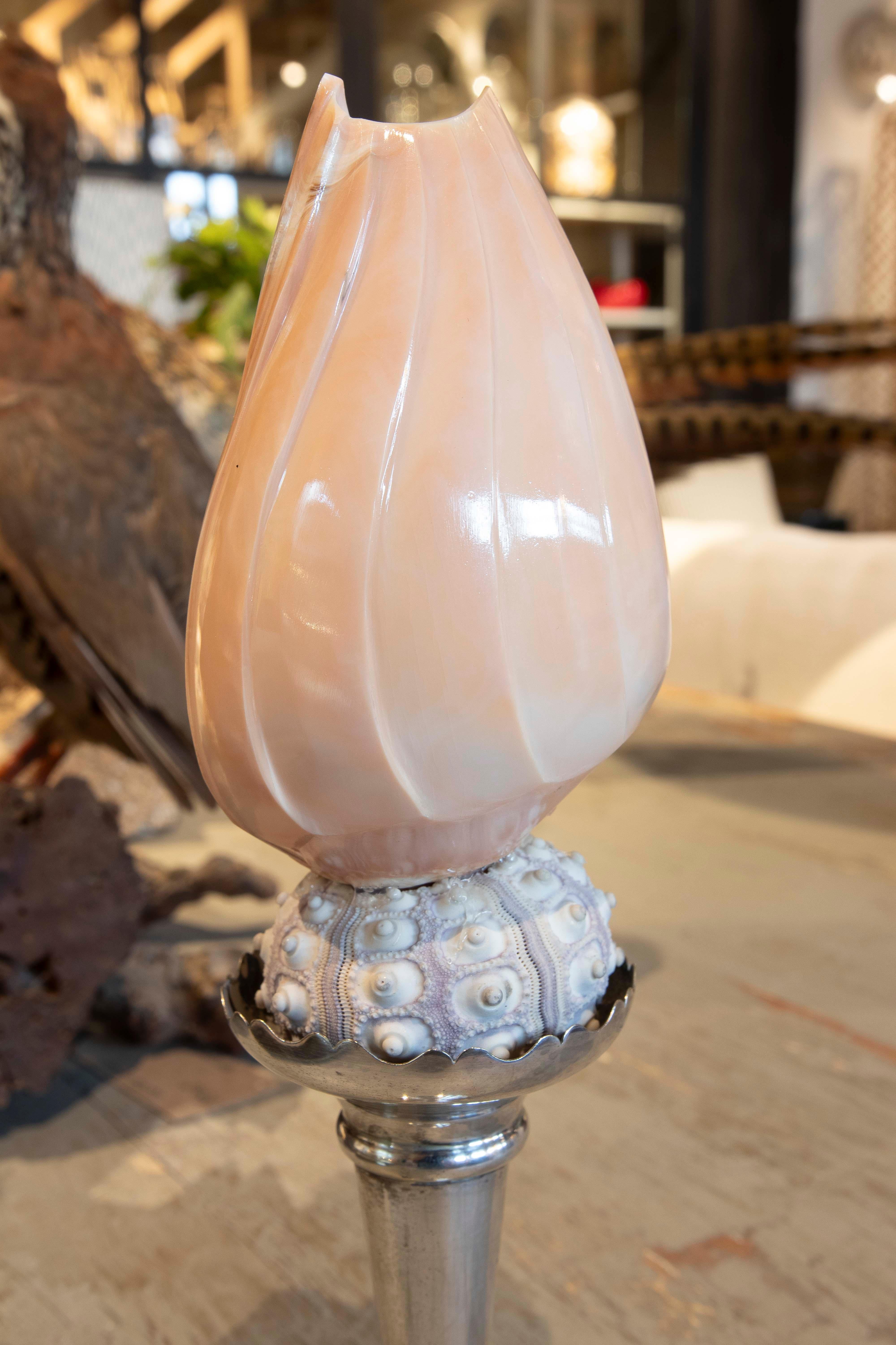 Sculpture with Seashell Assembly and Antique Silver Base For Sale 7