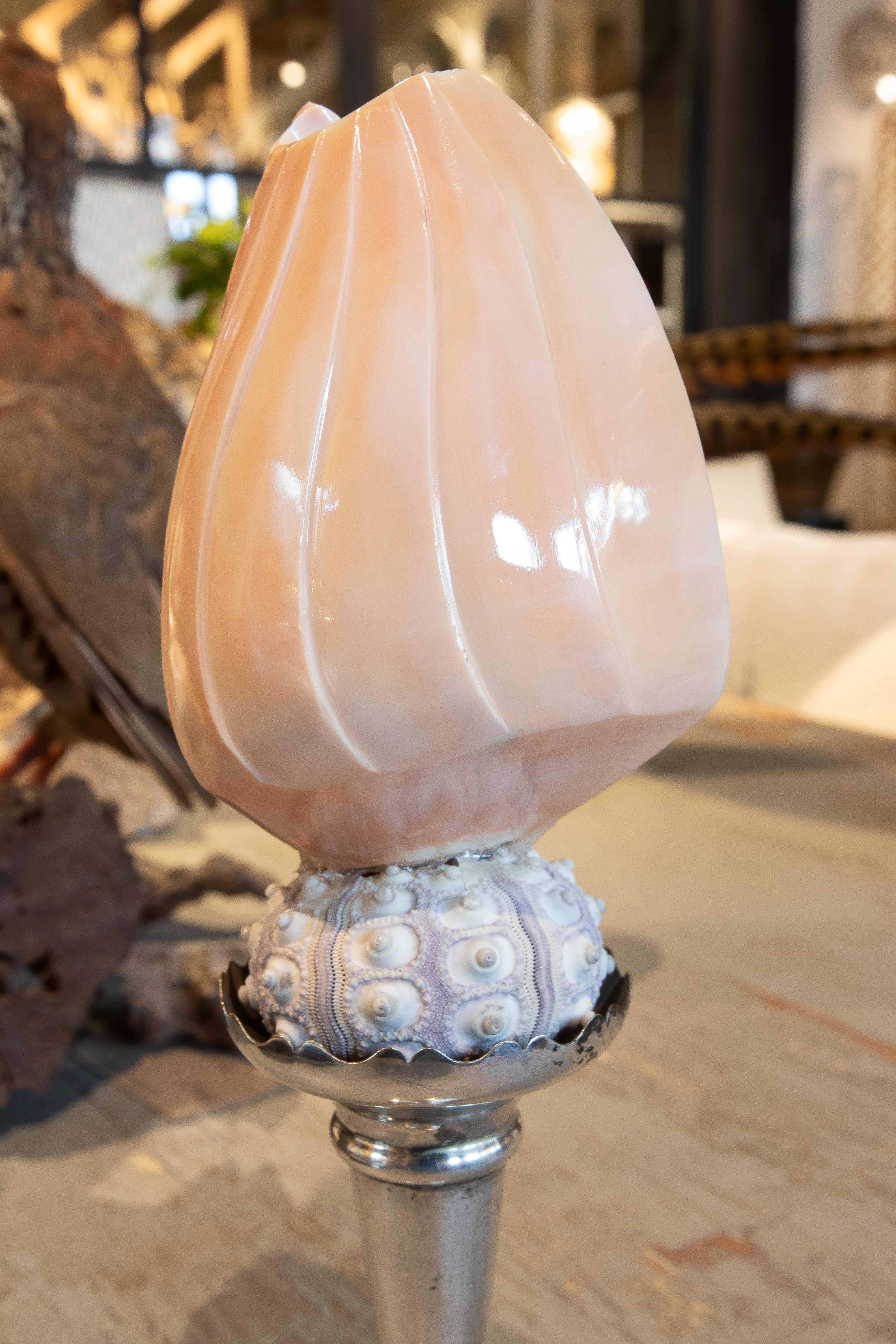 Sculpture with Seashell Assembly and Antique Silver Base For Sale 8