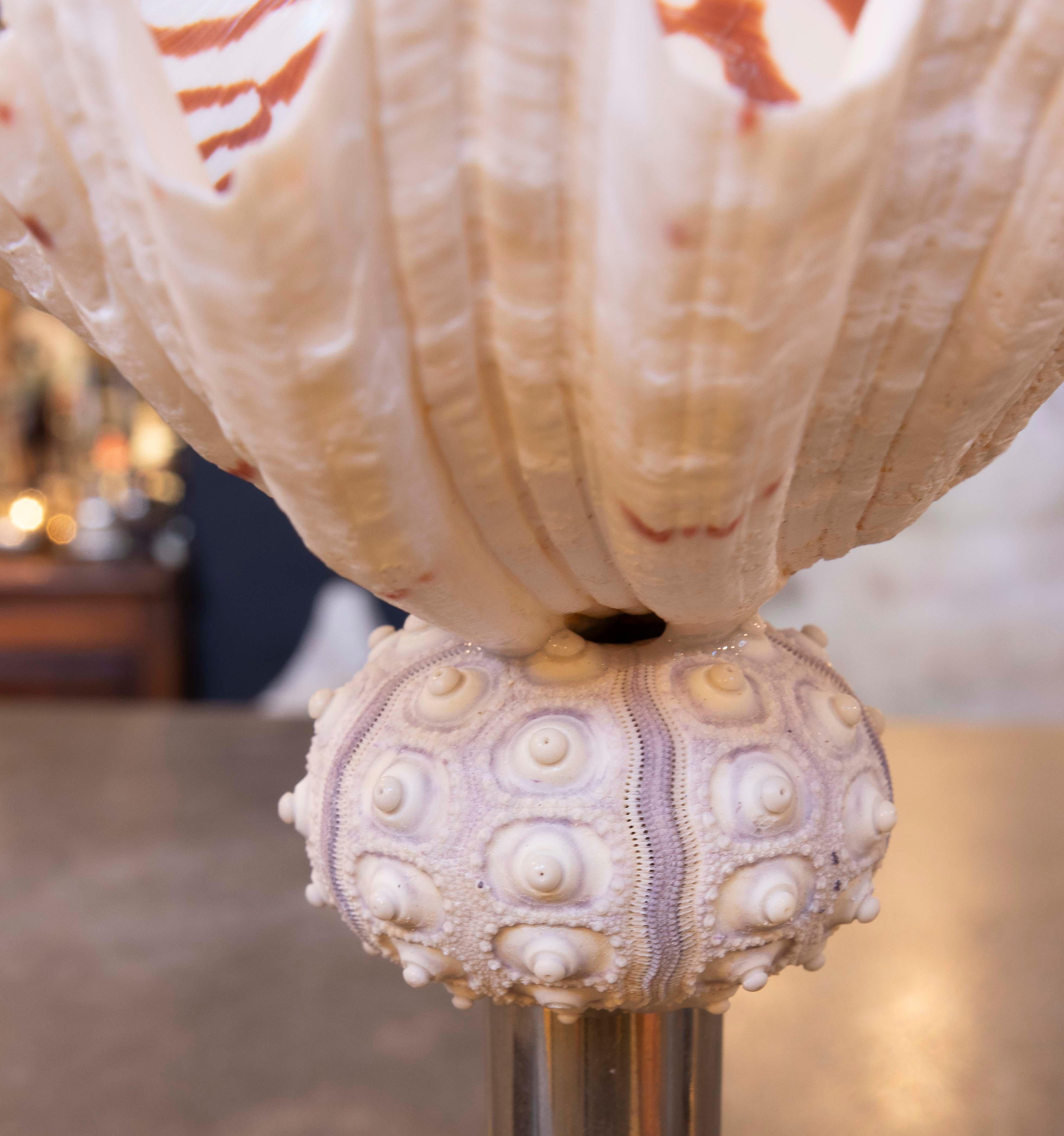 Sculpture with Seashells and Base with Antique silver plate Candelabrum For Sale 8