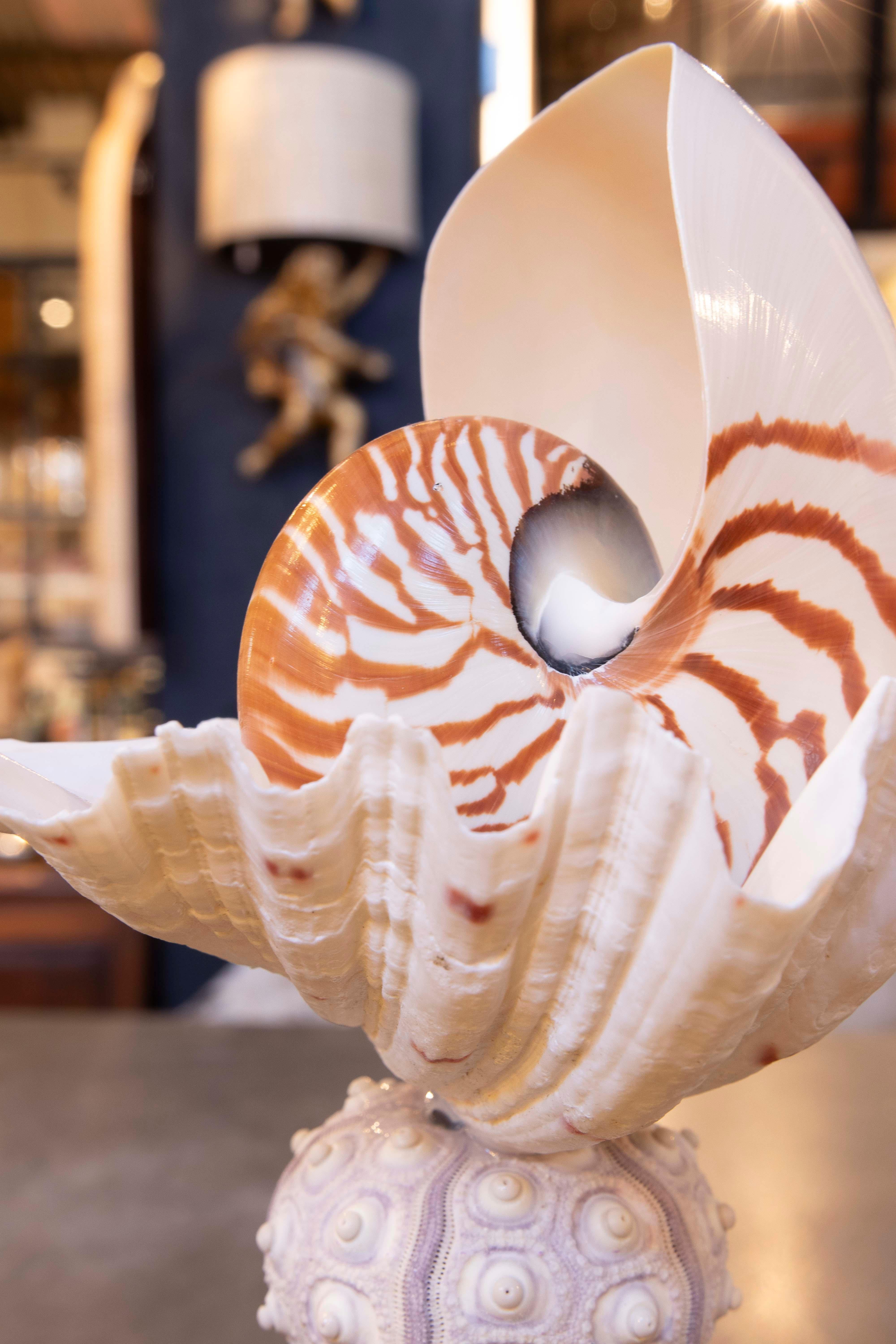 Sculpture with Seashells and Base with Antique silver plate Candelabrum For Sale 9