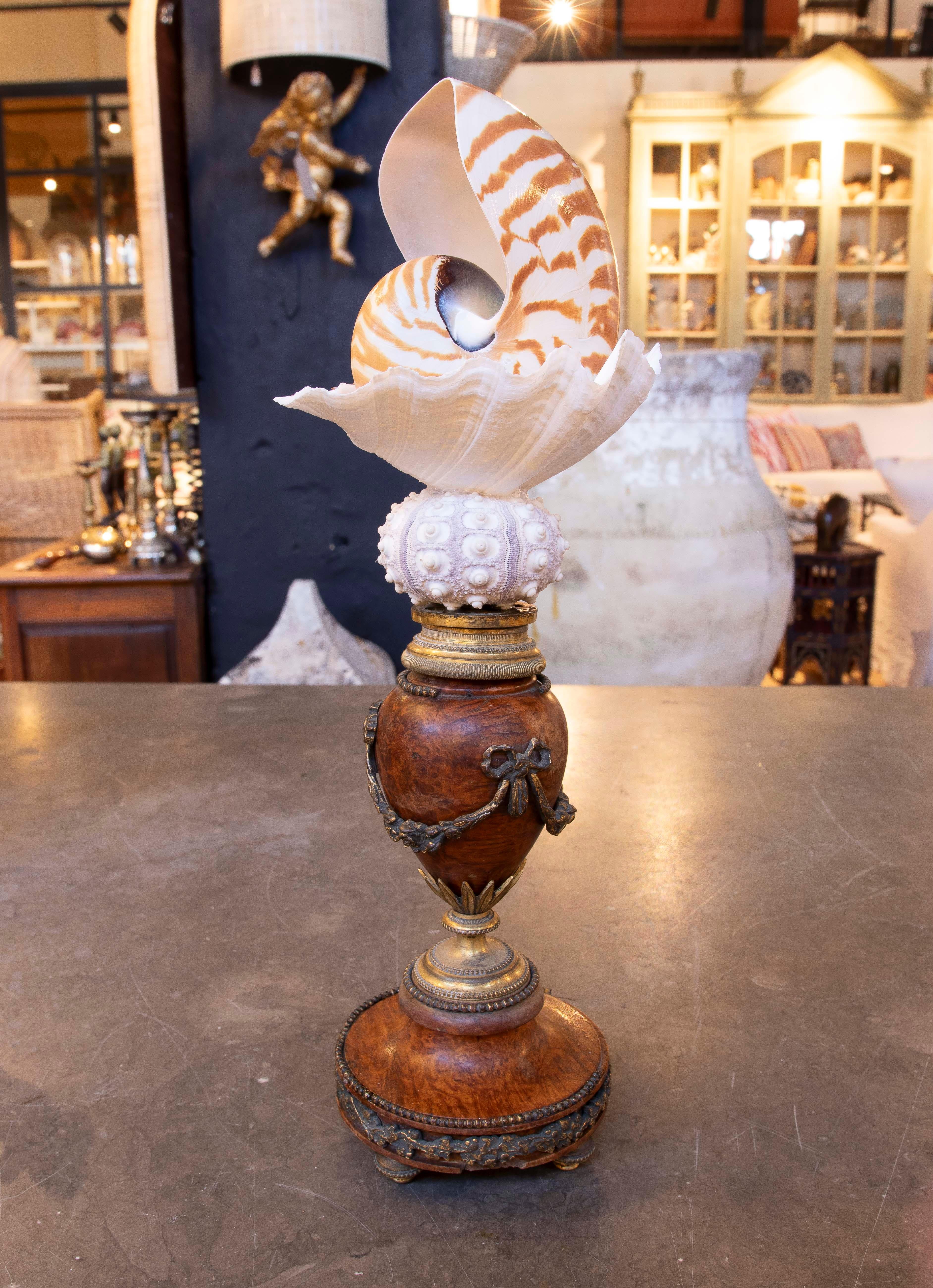 XX secolo Scultura con conchiglie con base Antique French con bronzo in vendita