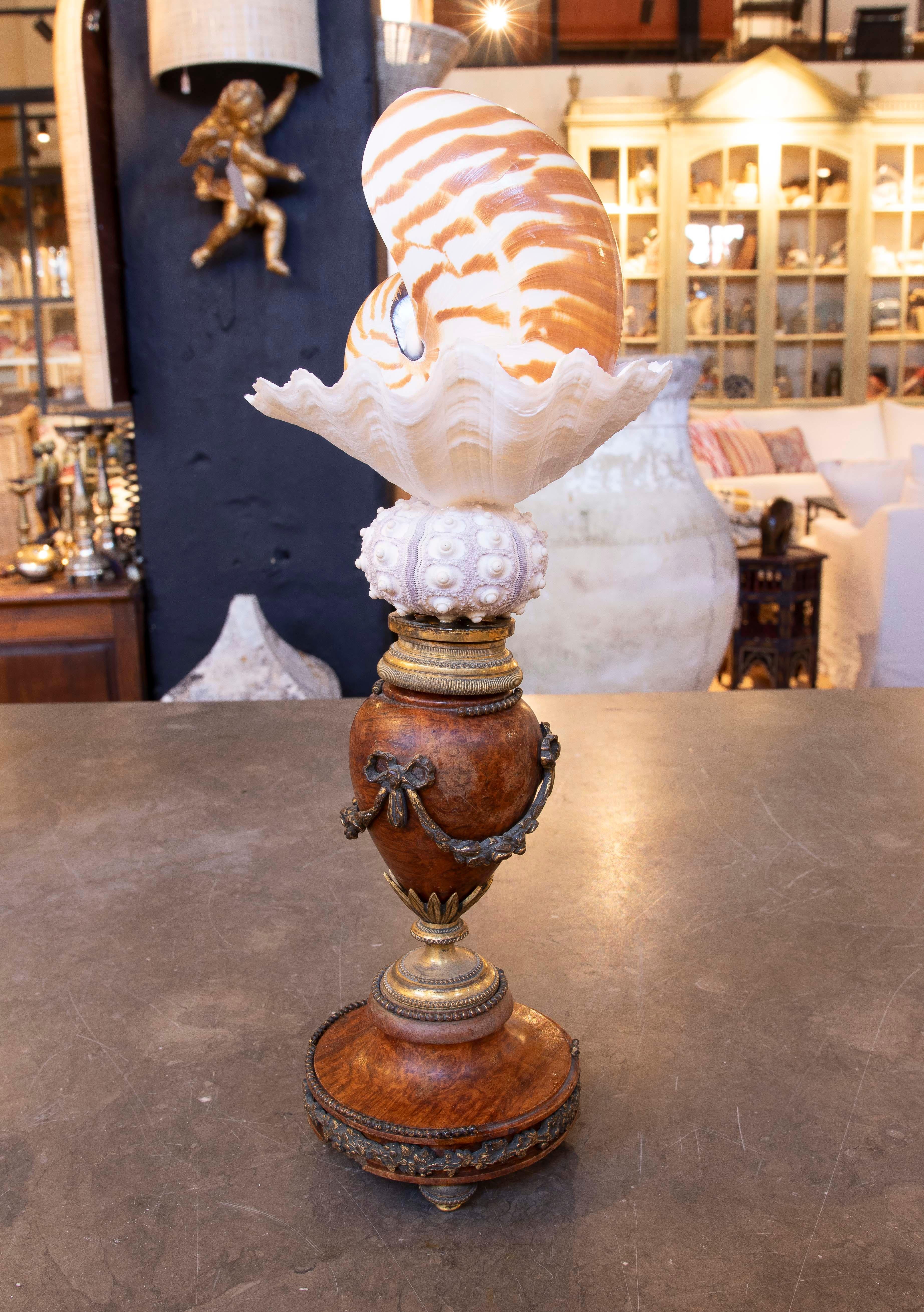 Bronzo Scultura con conchiglie con base Antique French con bronzo in vendita