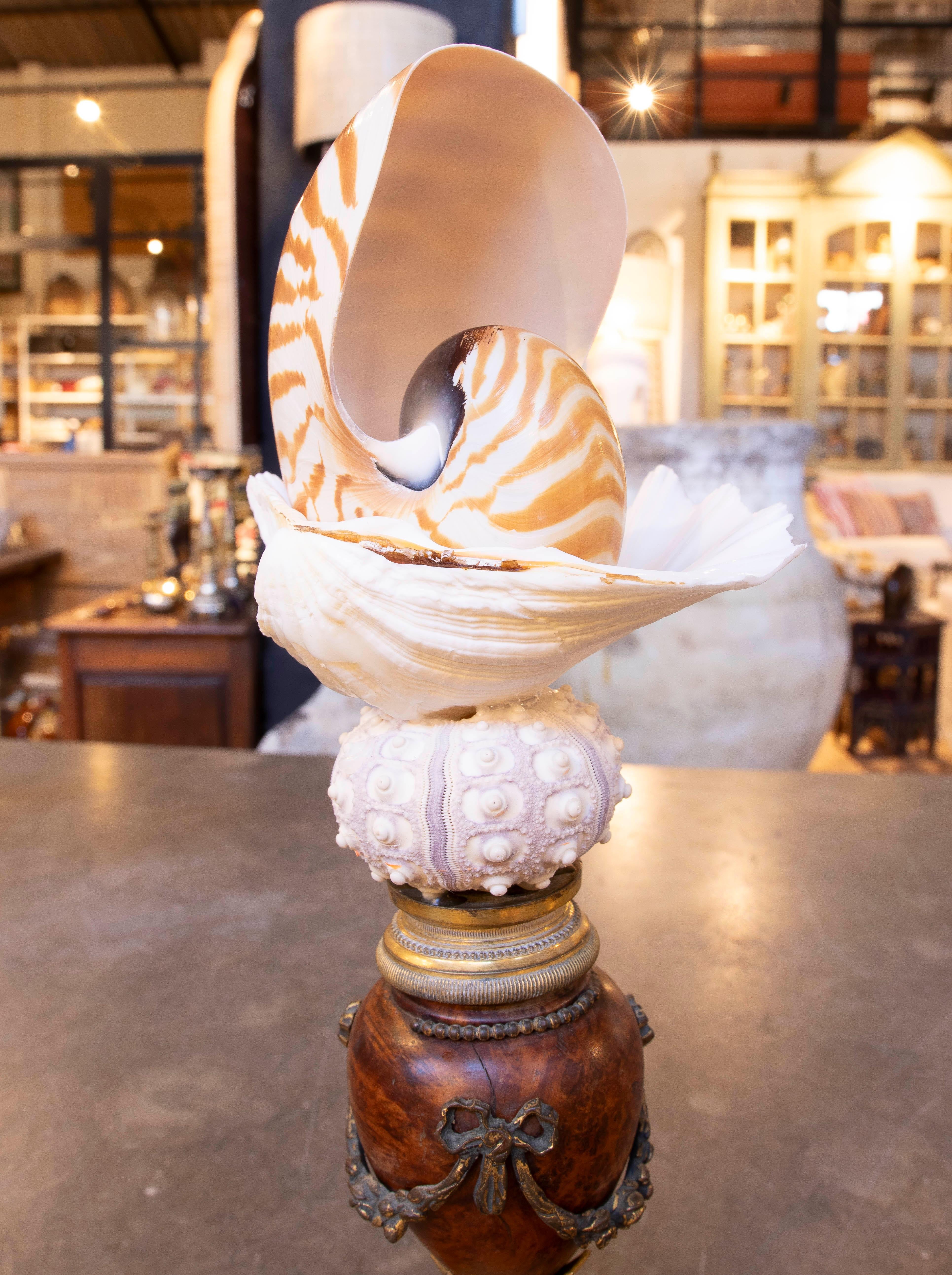Scultura con conchiglie con base Antique French con bronzo in vendita 3