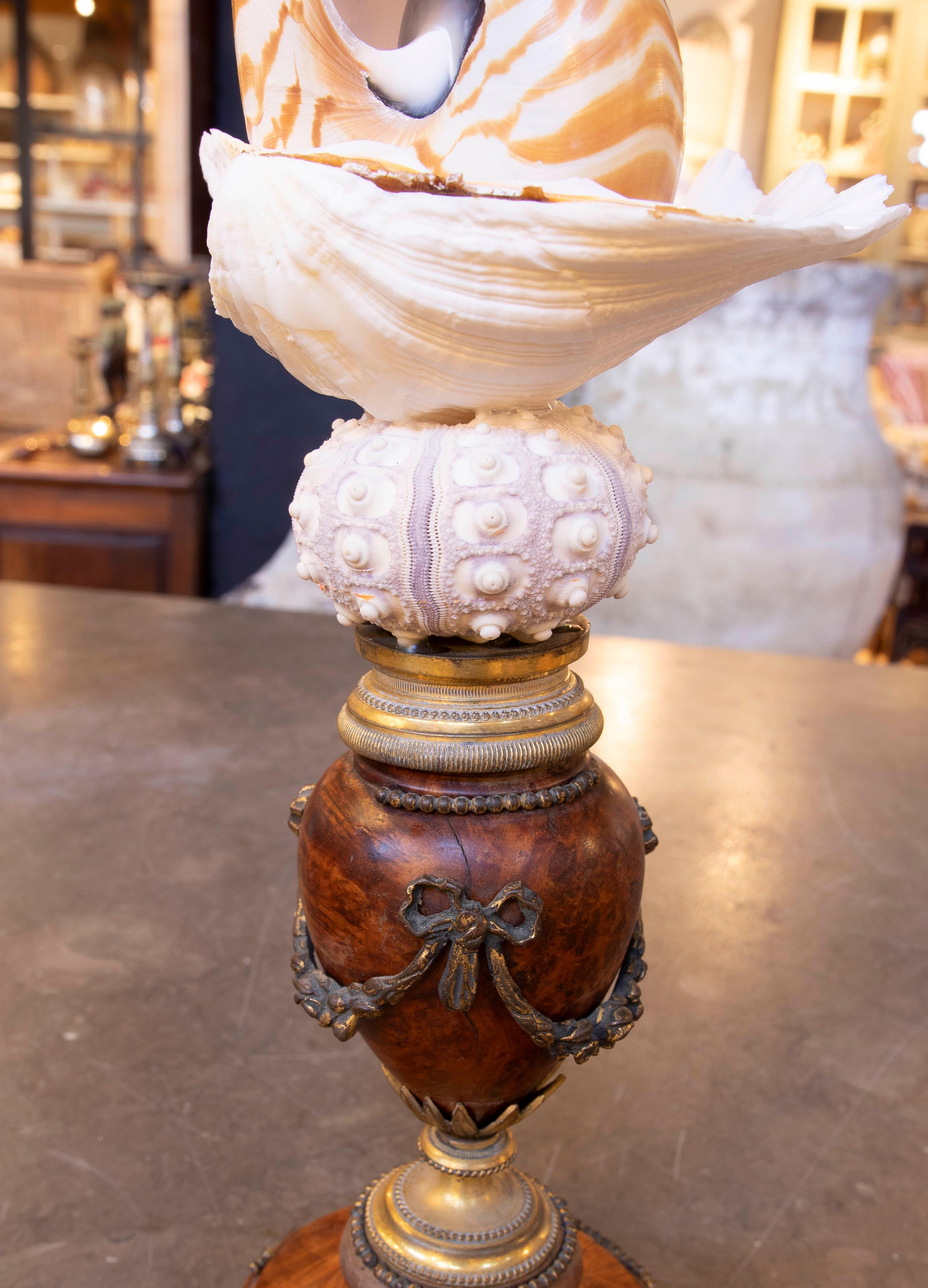 Scultura con conchiglie con base Antique French con bronzo in vendita 4