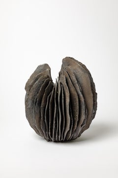 Sculpture with Wings in Black Glazed Stoneware, Jean-Pierre Bonardot, 2022