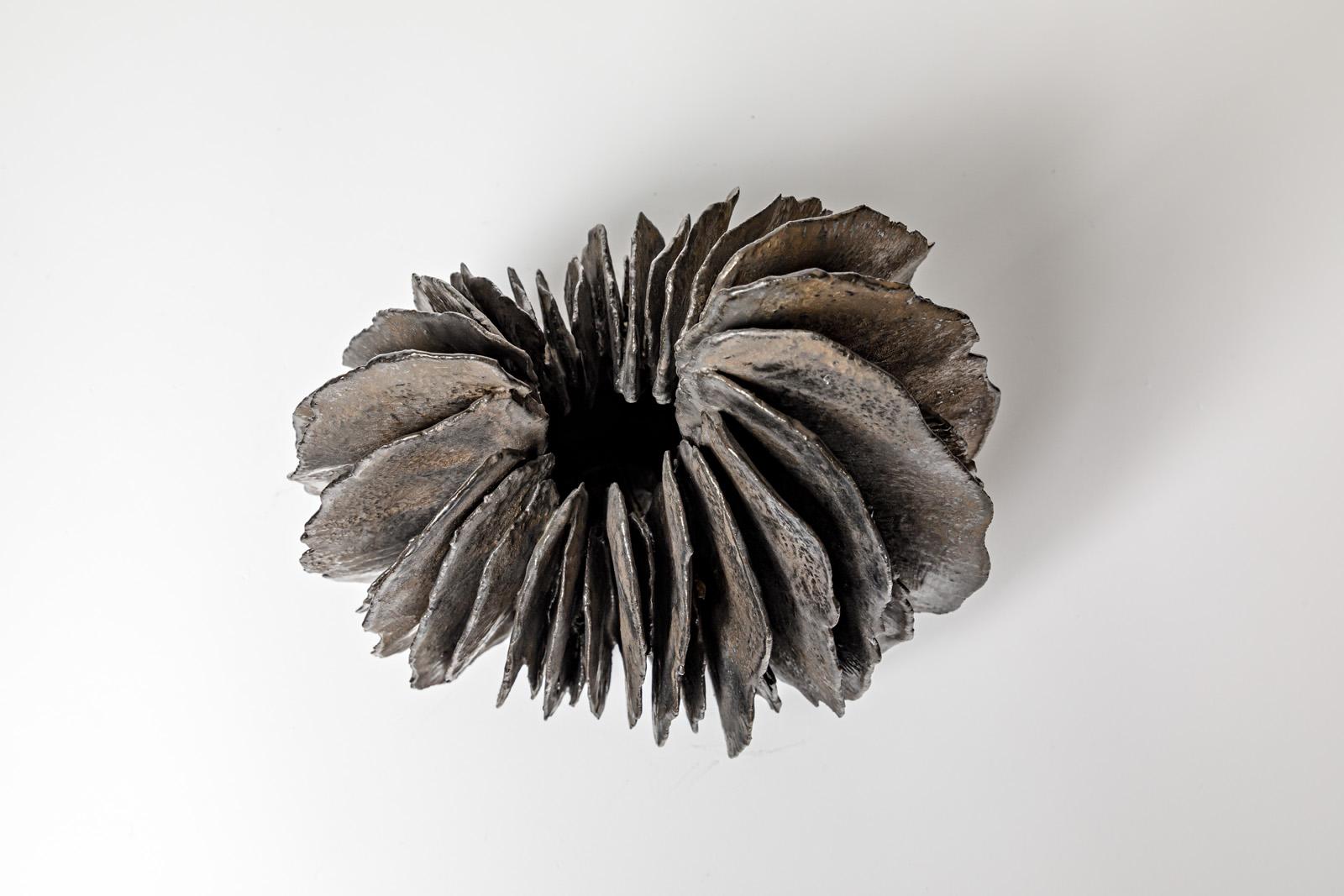 Contemporary Sculpture with Wings in Black Glazed Stoneware, Jean-Pierre Bonardot, 2022 For Sale