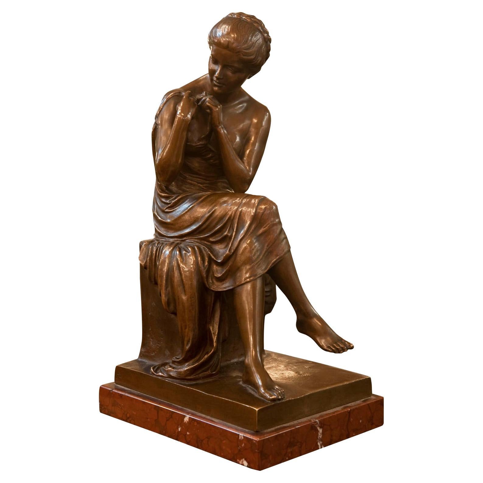 Sculpture Woman in Bronze and Marble Guss Wollenbergu Schuttz For Sale