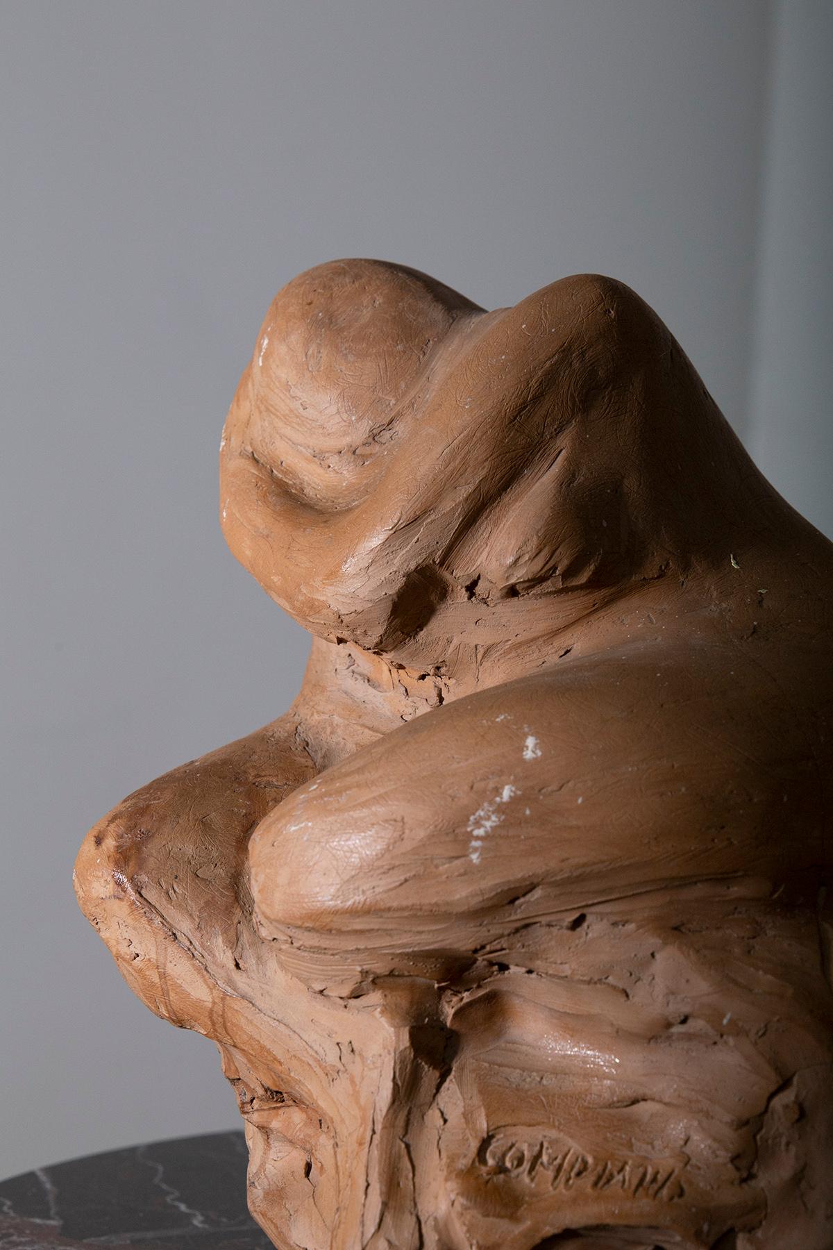 Late 20th Century Sculpture Woman Italian anthropomorphic terracotta , Signed Compiani For Sale
