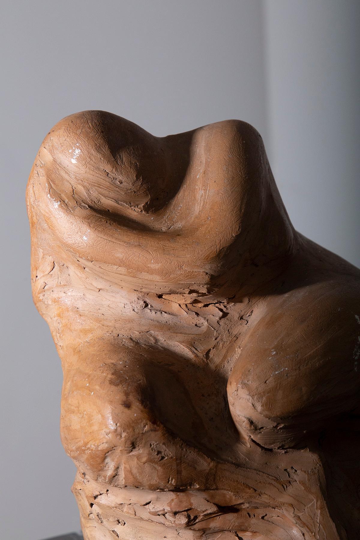 Terracotta Sculpture Woman Italian anthropomorphic terracotta , Signed Compiani For Sale