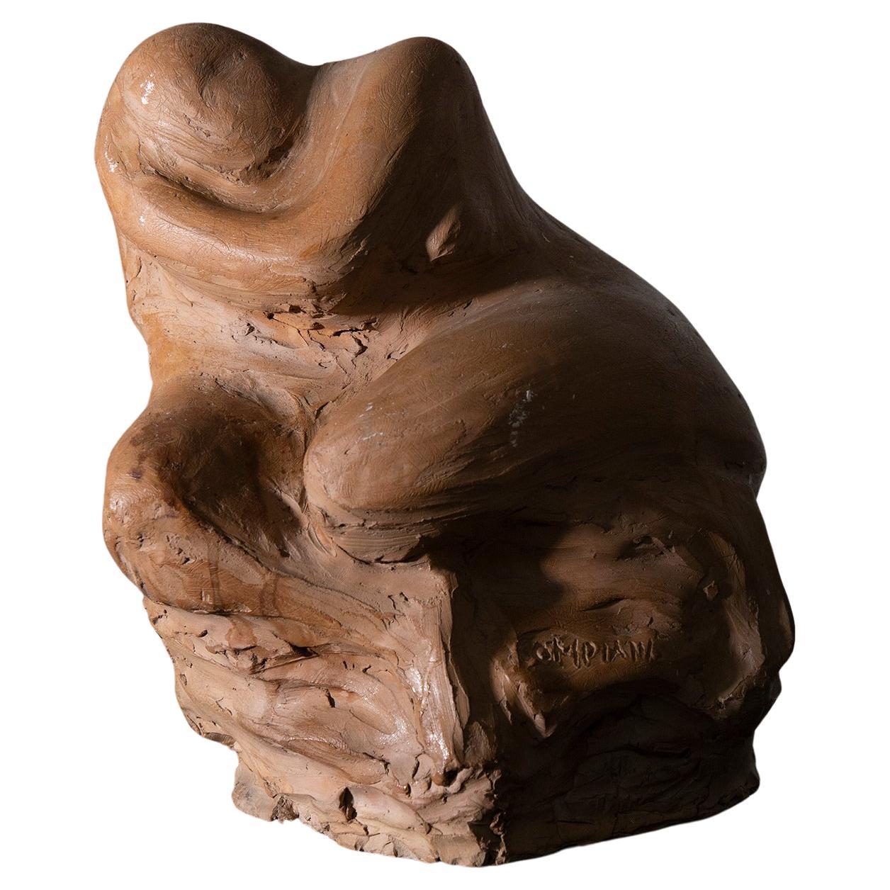 Sculpture Woman Italian anthropomorphic terracotta , Signed Compiani For Sale