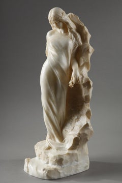 Sculpture "Young woman holding a flower near a rock", Giuseppe Gambogi (1862-193