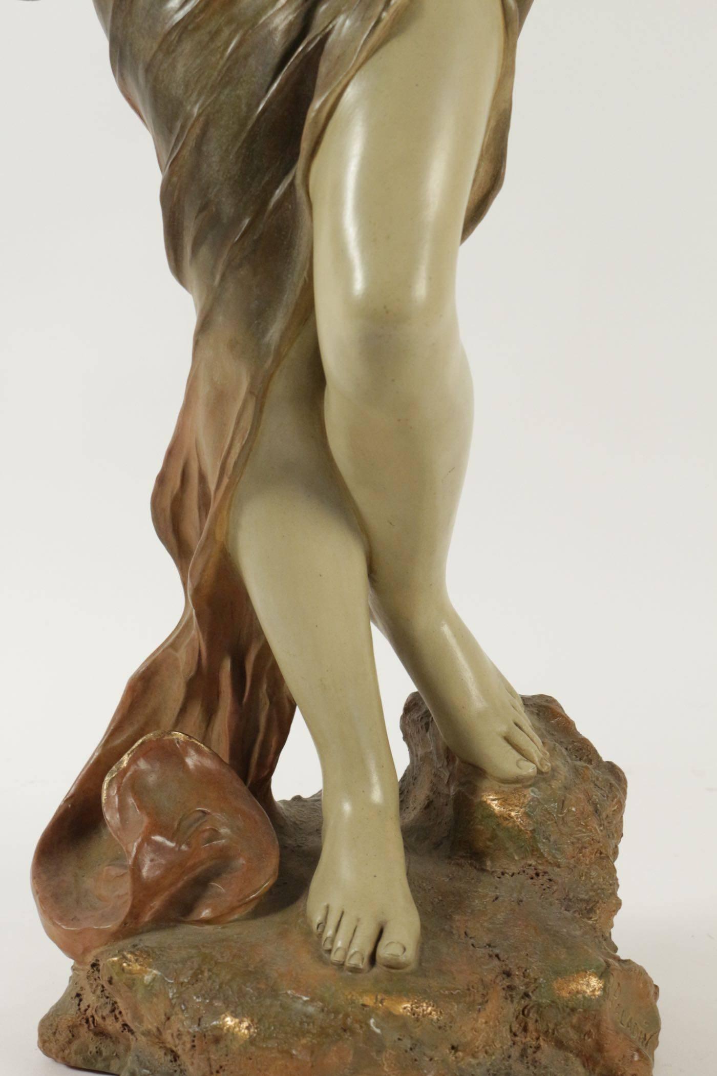 European Sculpture, Terracotta, 1900, Statue Representing Diane Chasseresse