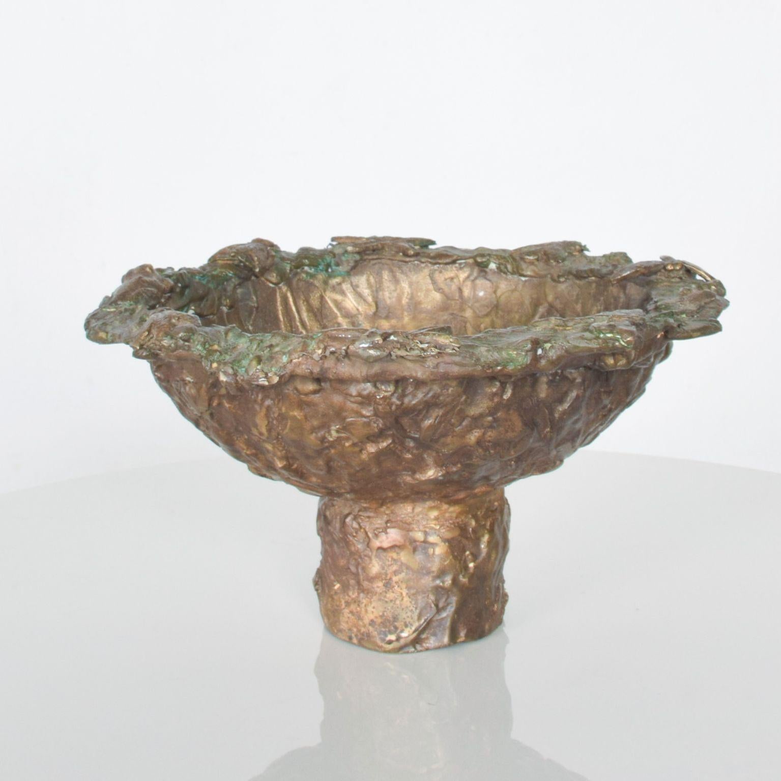 Unknown Sculptured Brutalist Bronze Pedestal Bowl Inspired by Style of Giacometti France