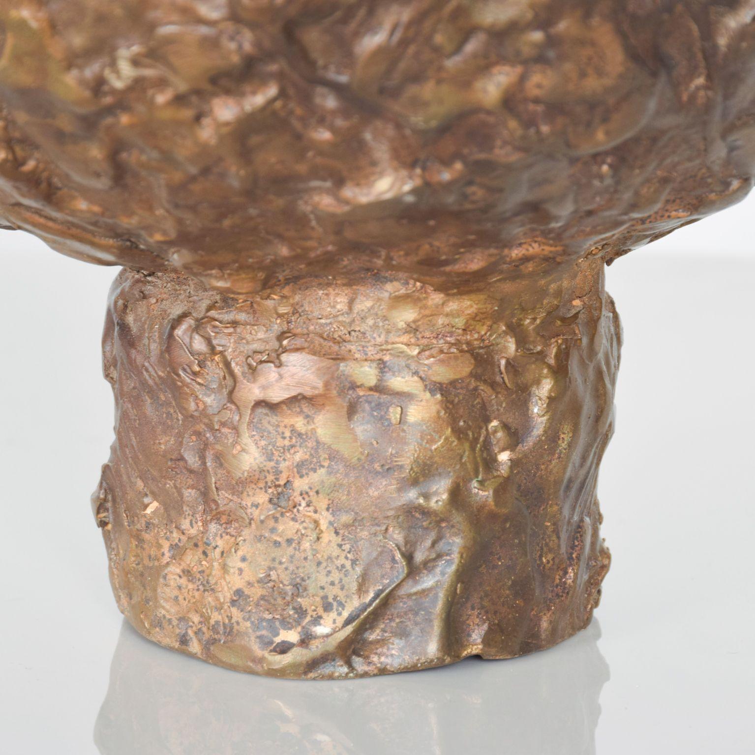 Mid-20th Century Sculptured Brutalist Bronze Pedestal Bowl Inspired by Style of Giacometti France