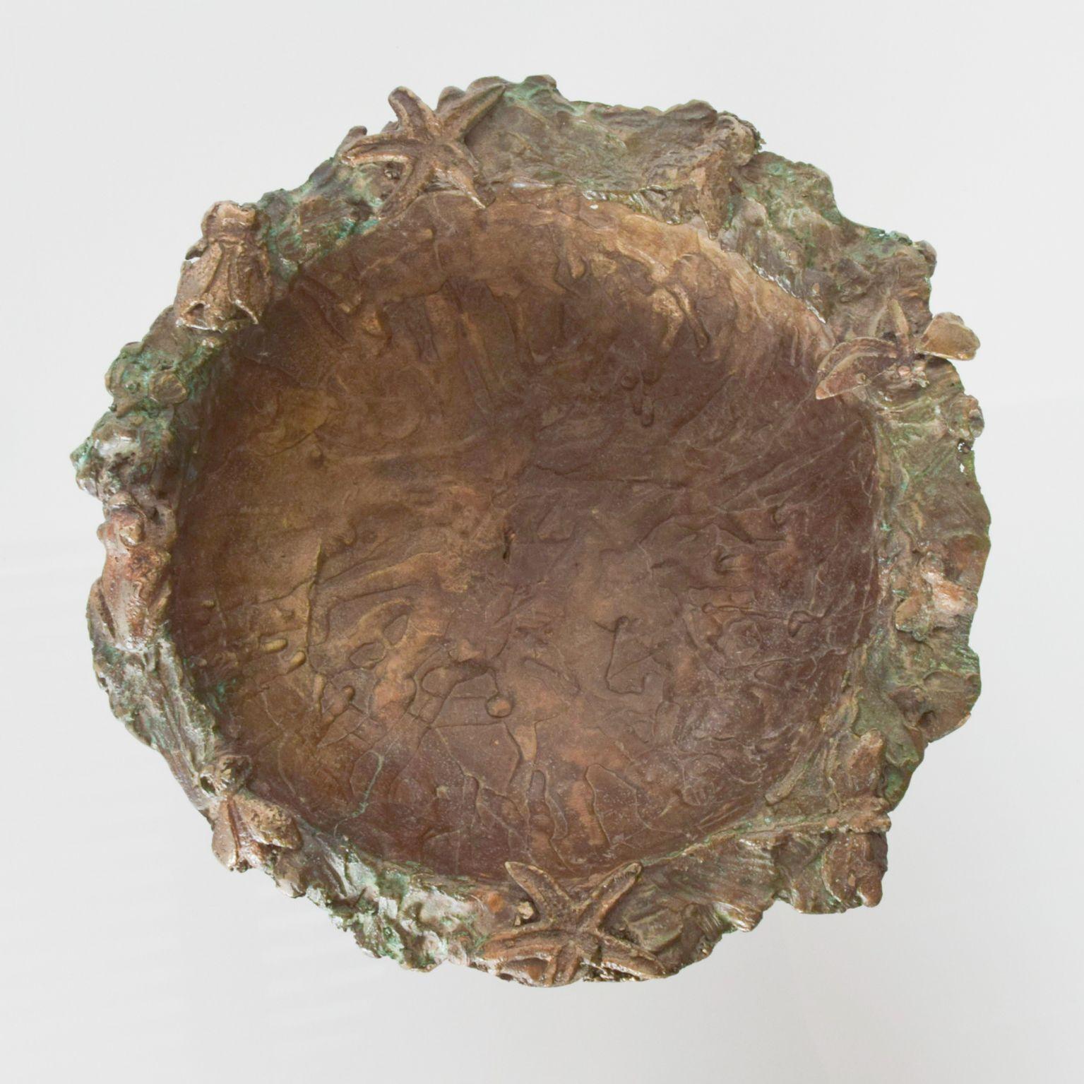 Sculptured Brutalist Bronze Pedestal Bowl Inspired by Style of Giacometti France 1