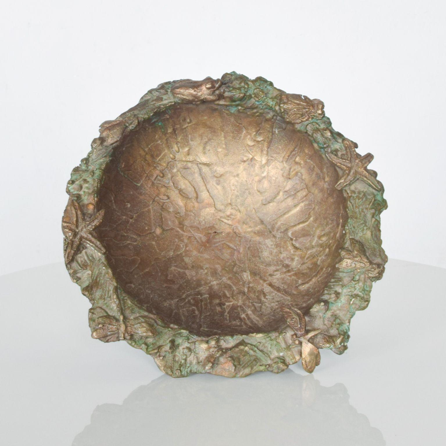 Sculptured Brutalist Bronze Pedestal Bowl Inspired by Style of Giacometti France 3