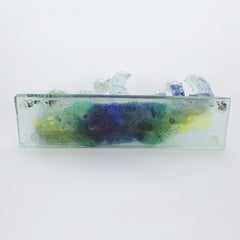 Sculptured Glass Signed Hanukkah Menorah