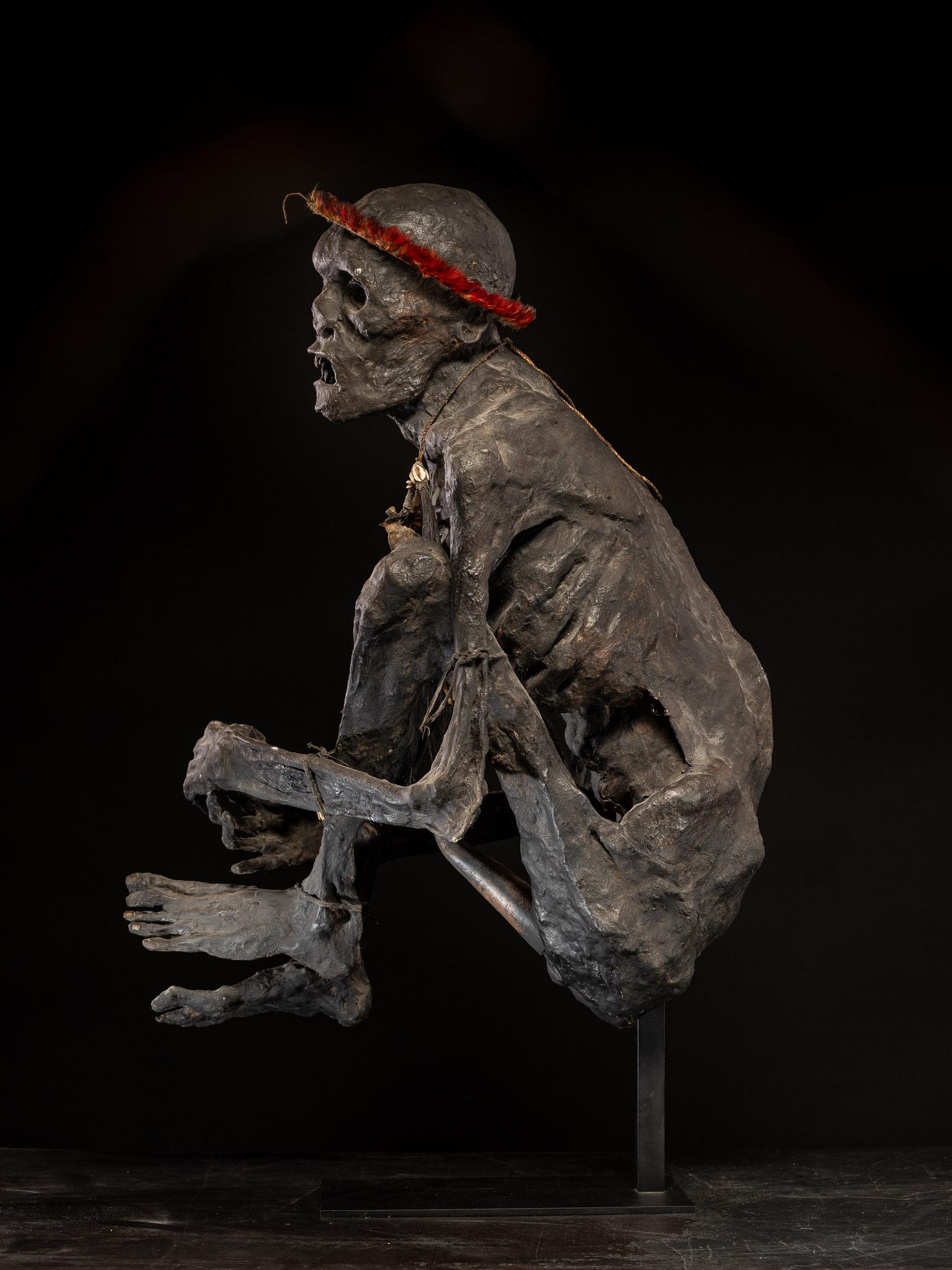 Modèle sculpté d'une momie fumée, Papouasie-Nouvelle-Guinée, papier mâché, C.C. Bon état - En vente à Leuven , BE