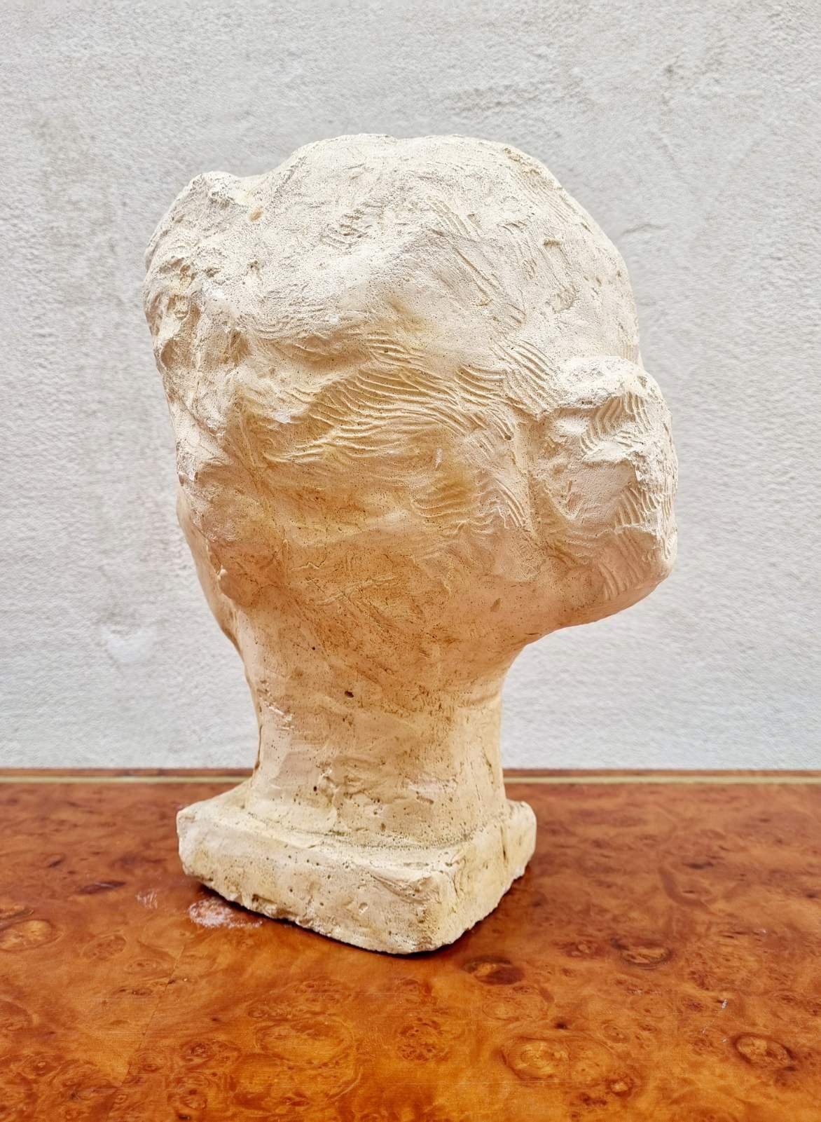 Cabeza femenina modelada en escayola, Italia años 50 en venta 4