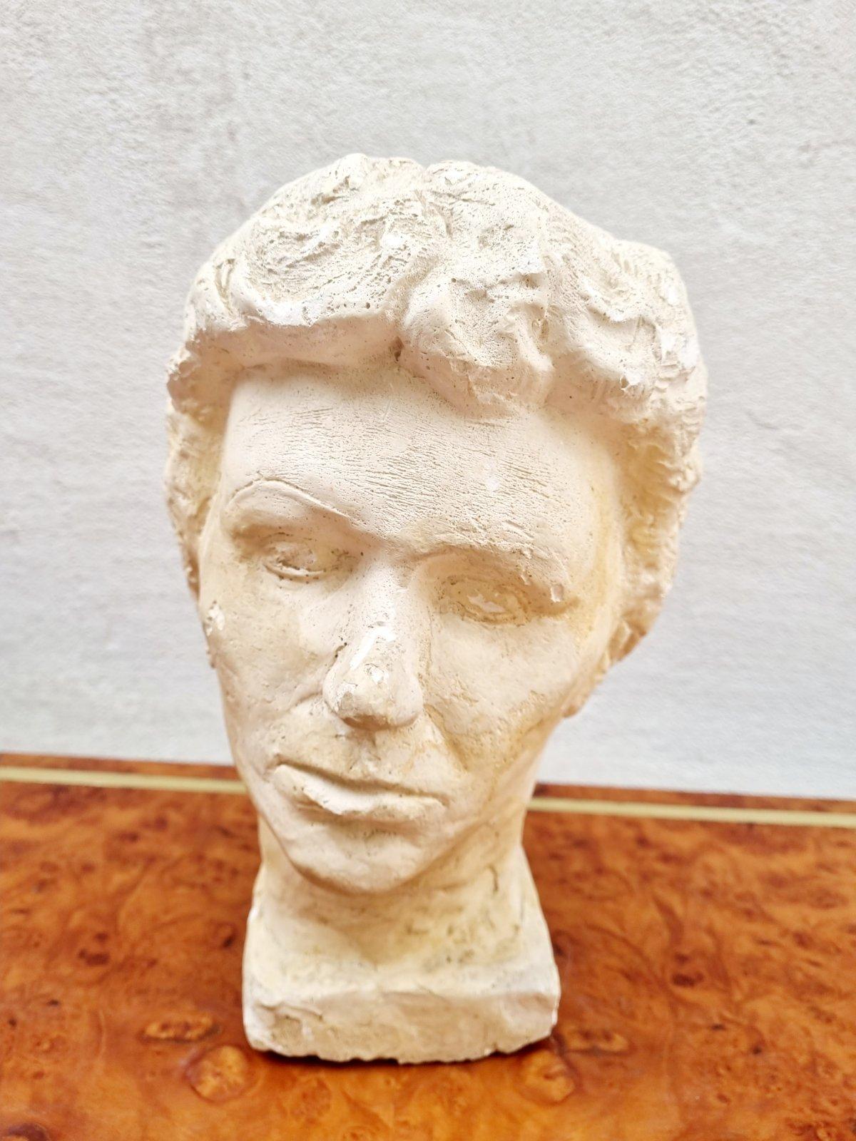 Cabeza femenina modelada en escayola, Italia años 50 en venta 5