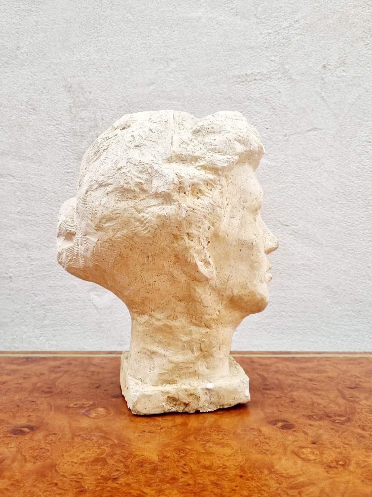 Cabeza femenina modelada en escayola, Italia años 50 en Bueno estado para la venta en Lucija, SI
