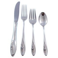 Sculptured Rose by Towle Sterling Silver Flatware Set 6 Service 24 pieces