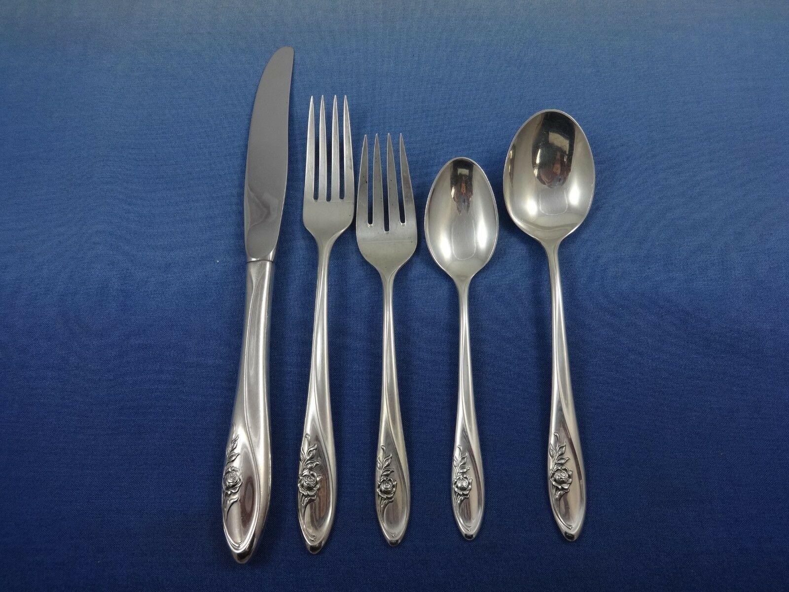 Lovely sculptured rose by Towle sterling silver flatware set - 65 pieces. This set includes:

12 knives, 9 1/8