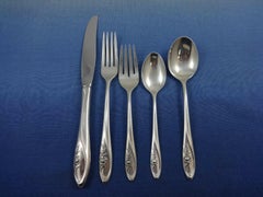 Sculptured Rose by Towle Sterling Silver Flatware Set For 12 Service 65 Pieces
