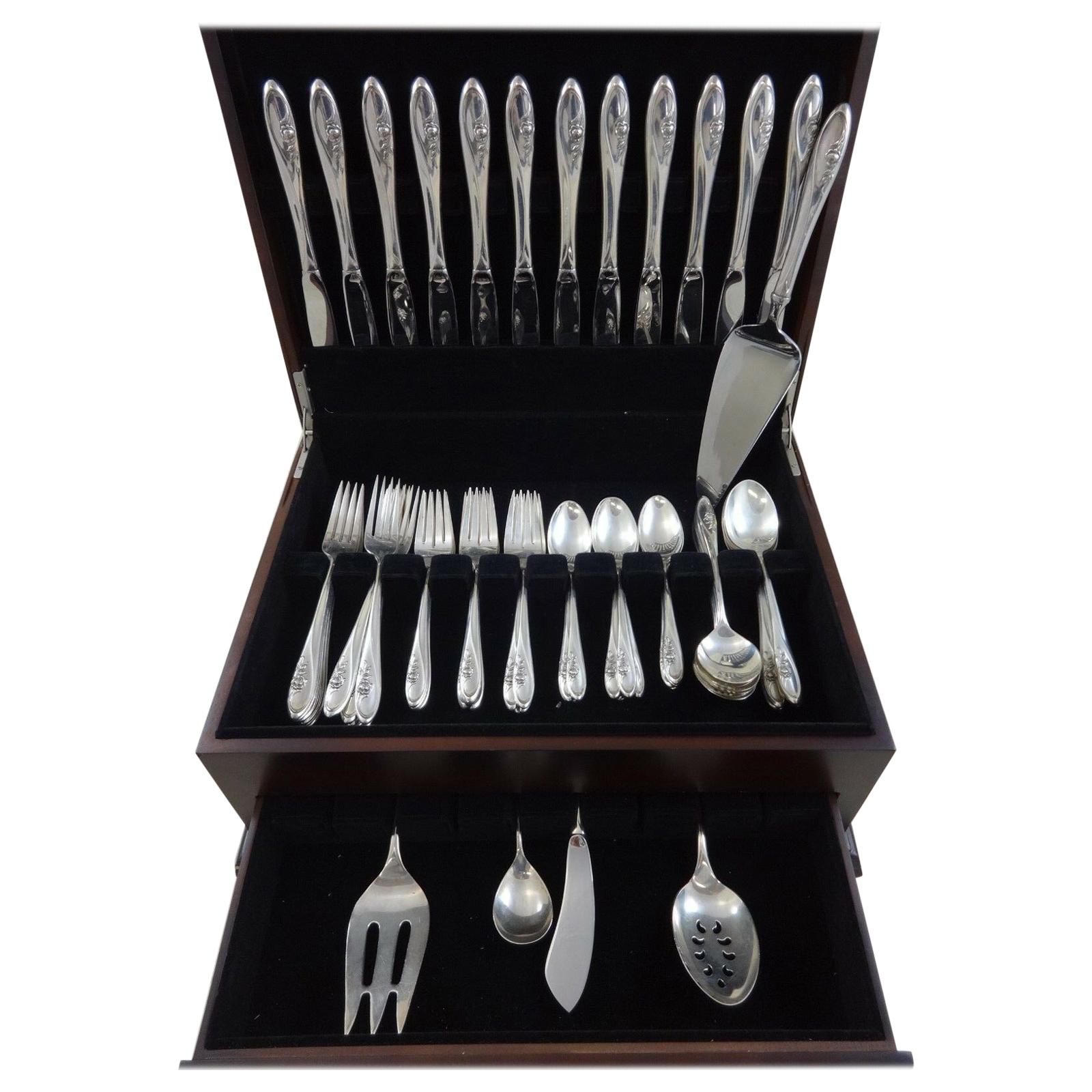 Contour by Towle Sterling Silver Salad Serving Set with Black Plastic 12" 