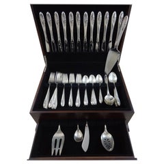 Sculptured Rose by Towle Sterling Silver Flatware Set For 12 Service 65 Pieces