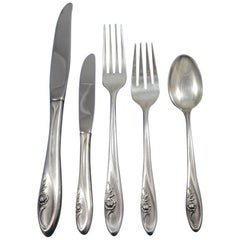 Set di posate in argento Sterling Sculptured Rose by Towle per 12 persone 67 pezzi