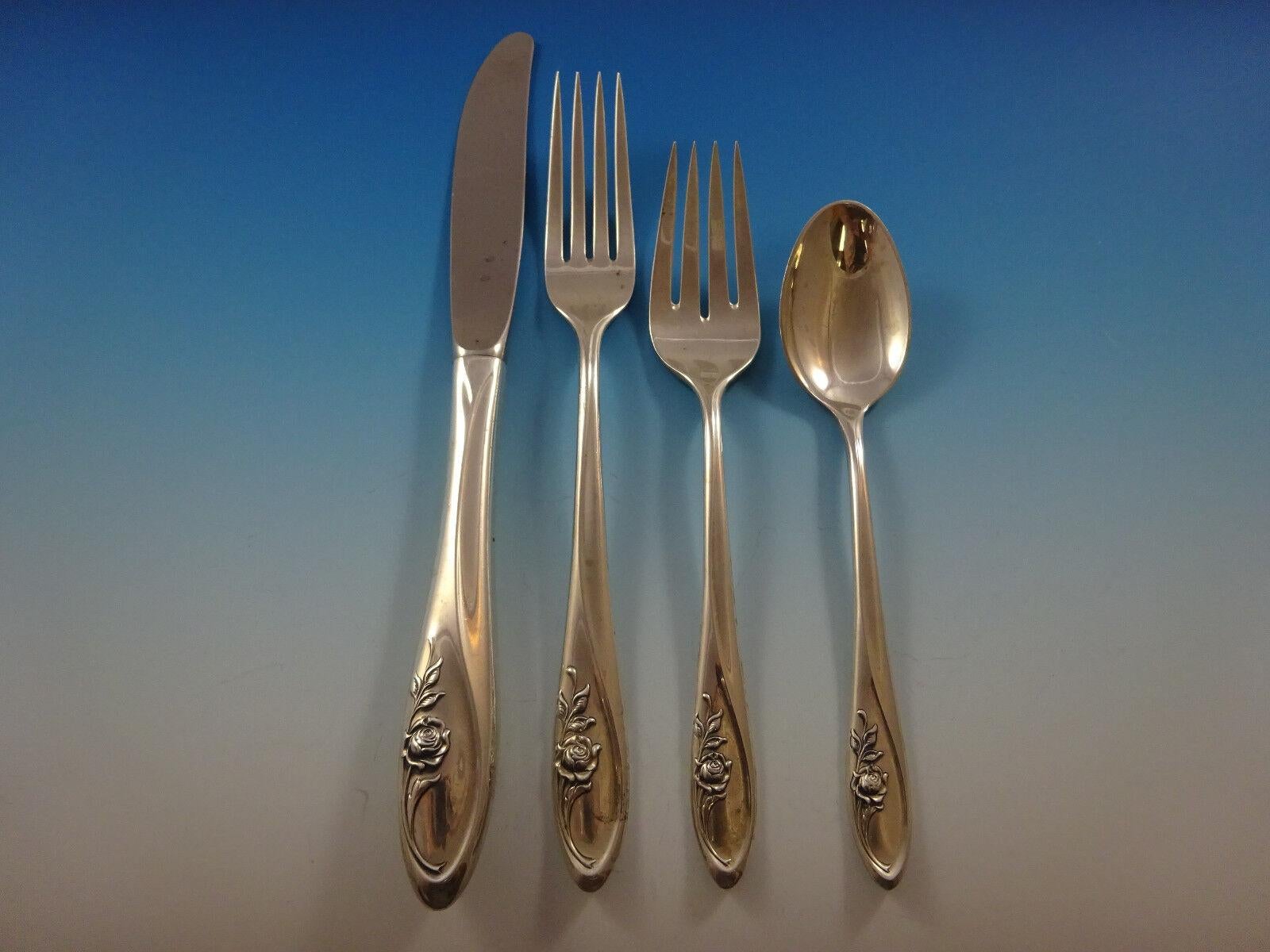 Sculptured Rose by Towle Sterling Silber Besteck Set für 8 Personen 42 Pieces im Angebot 2