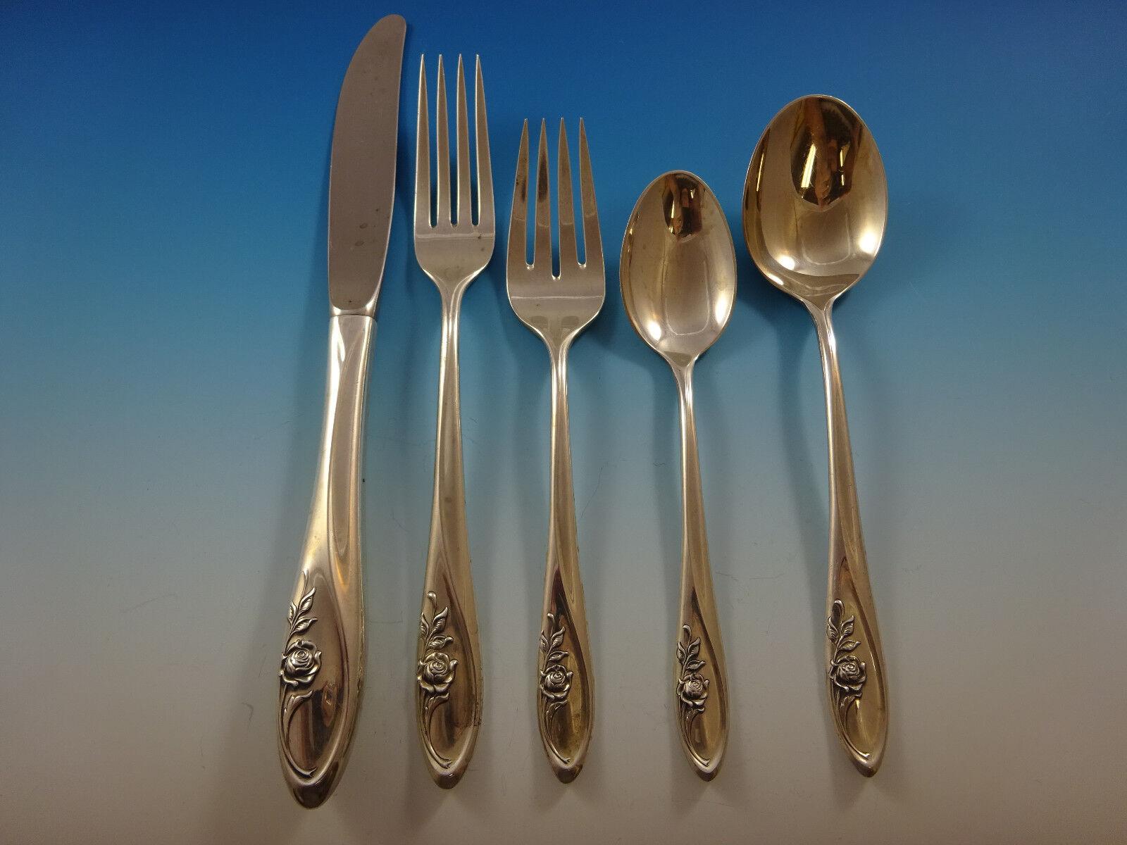 Sculptured Rose by Towle Sterling Silber Besteck Set für 8 Personen 42 Pieces im Angebot 3