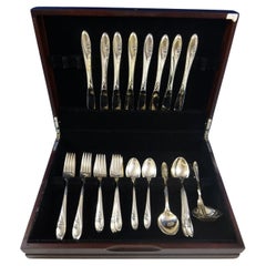 Sculptured Rose by Towle Sterling Silver Flatware Set For 8 Service 42 Pieces