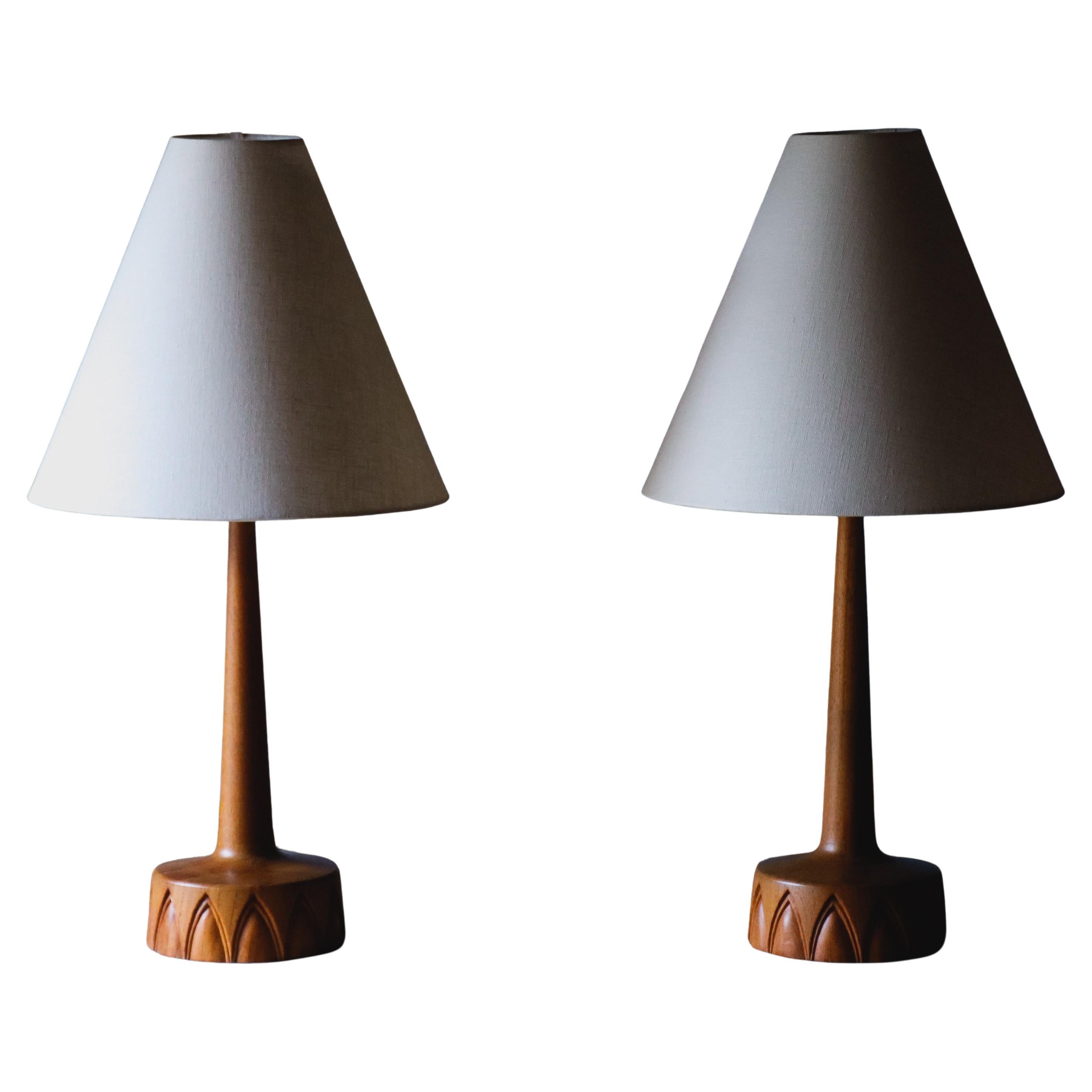 Pair of Sculptured Table Lamps by AB Tranås Stilarmatur, Sweden, 1960s For Sale