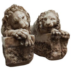 Sculptures "A pair of Lions" Aglomarble