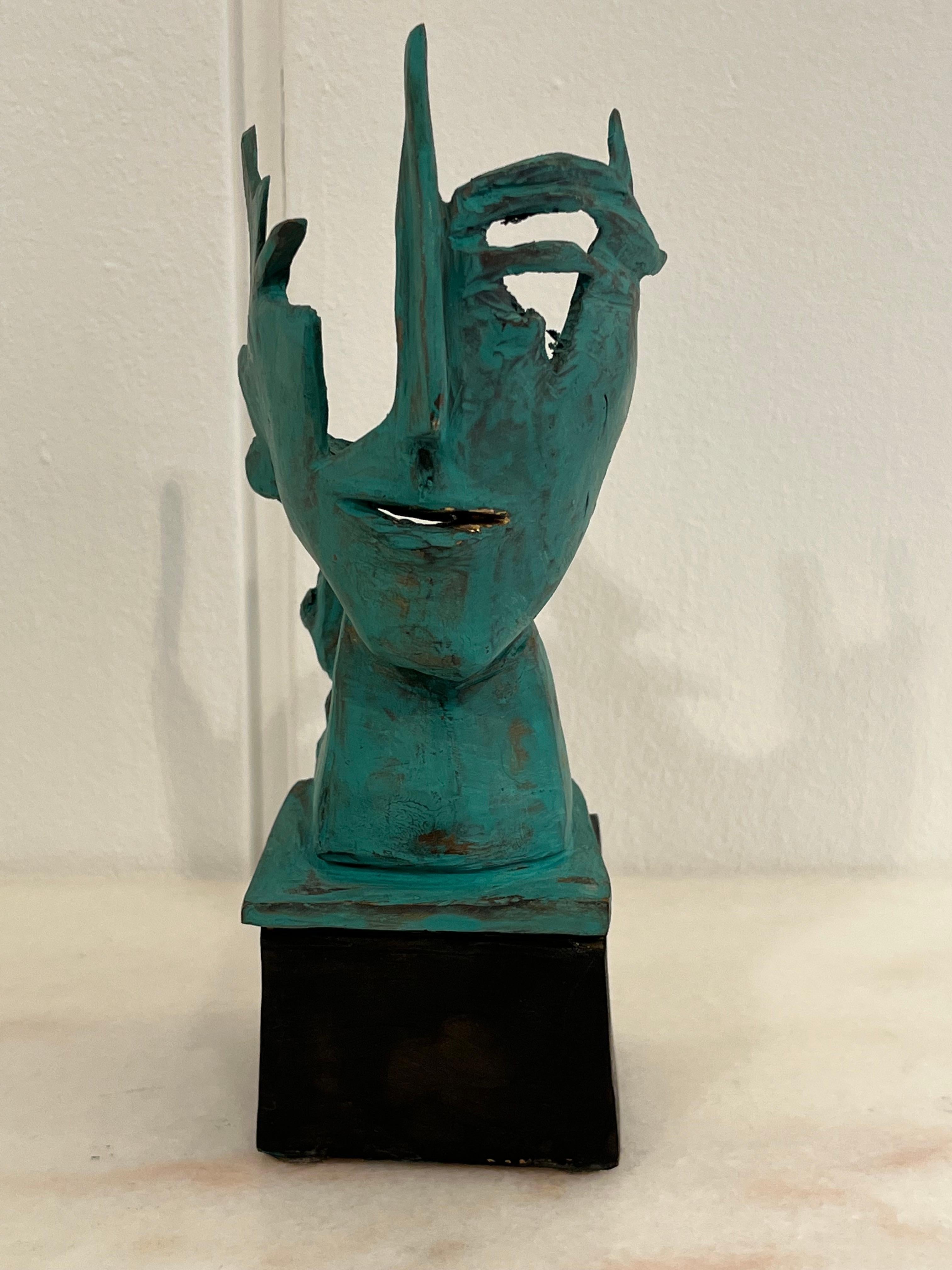Mid-Century Modern Sculptures, Bronze Faces by Anna Stein  For Sale