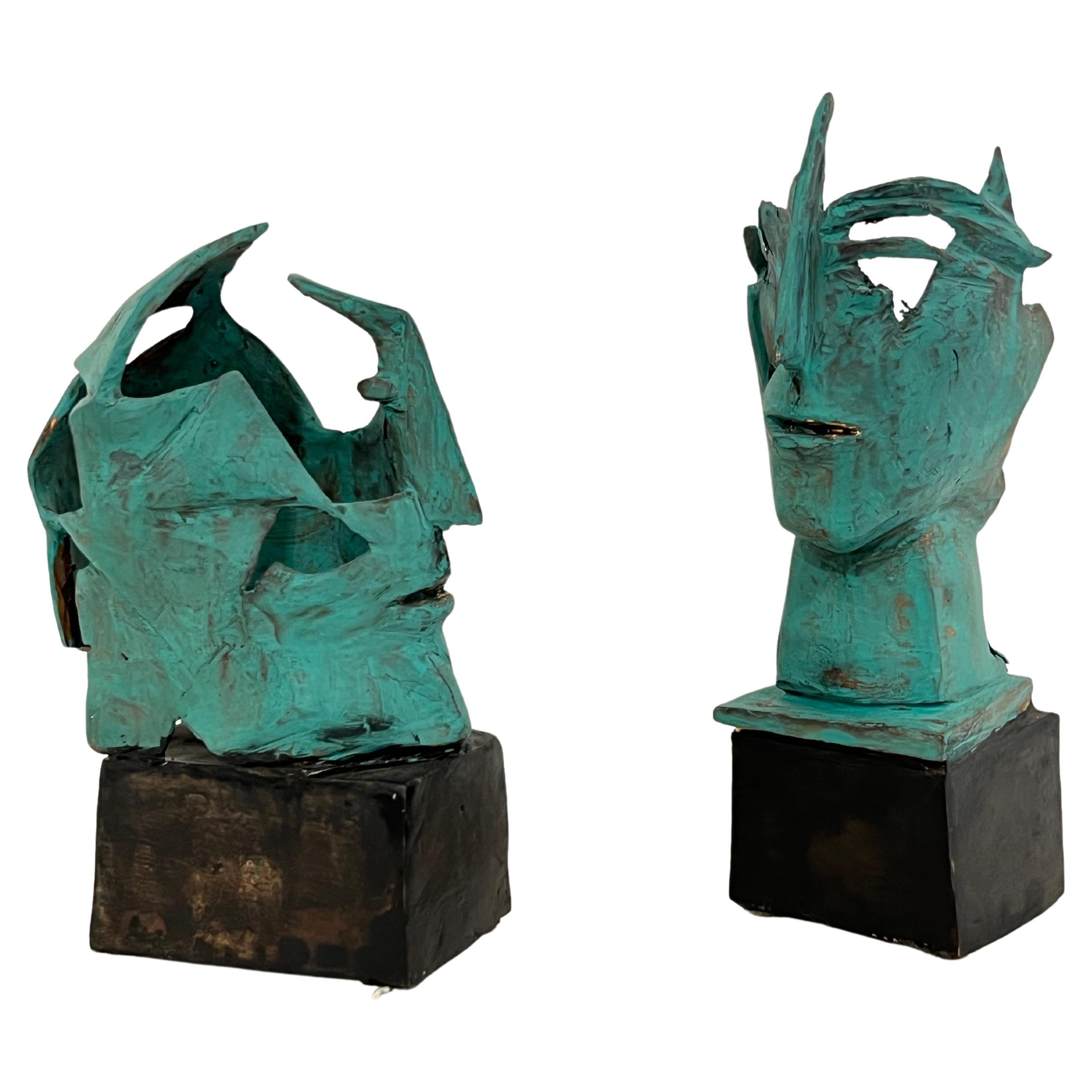 Skulpturen, Bronze-Gesichter von Anna Stein  im Angebot