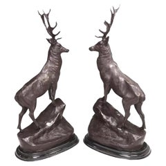 Sculptures, cerfs en bronze, d'après Jules Moigniez, patinés, français, lot de 2 !
