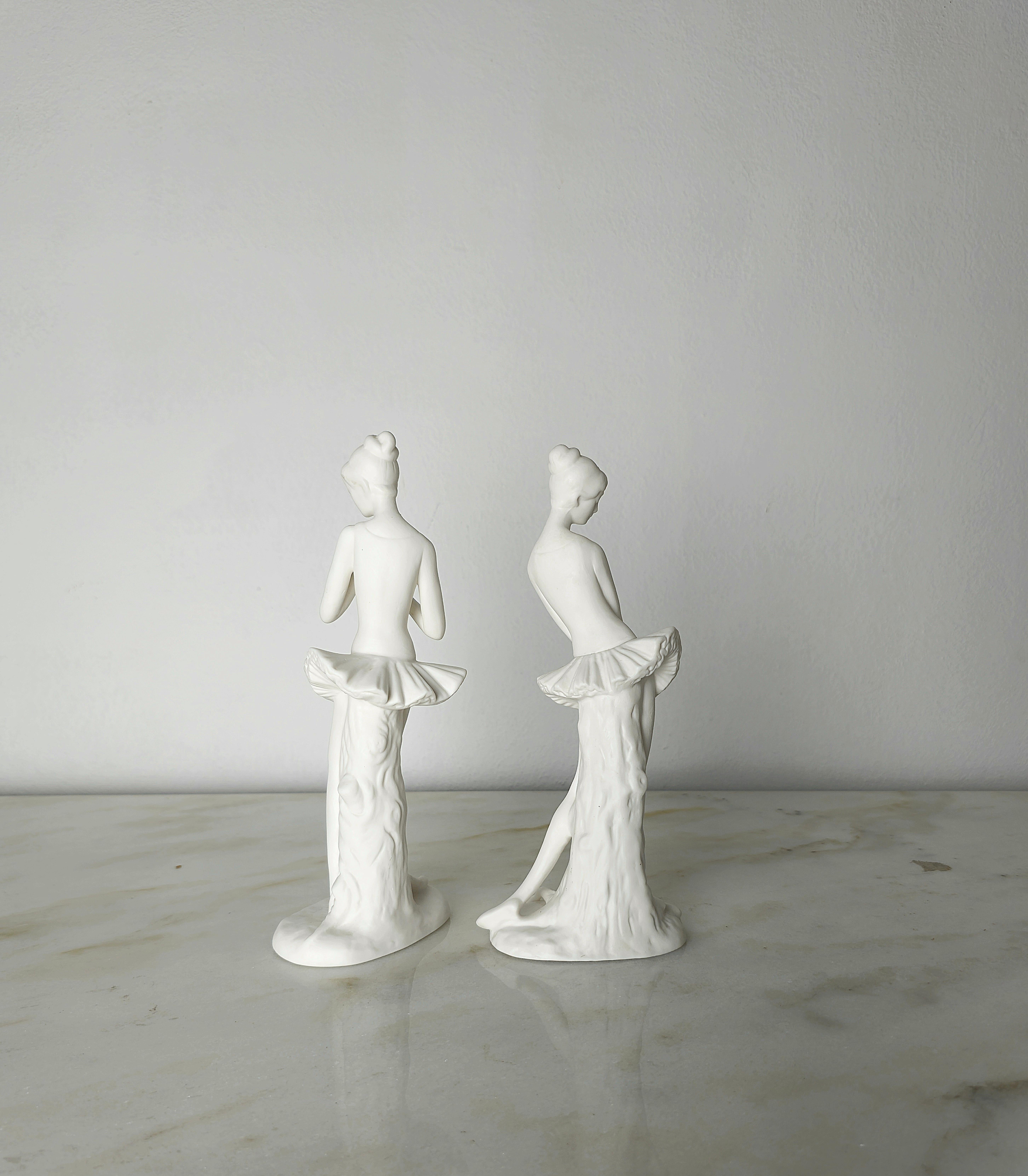 Sculptures Decorative Objects Porcelain Biscuit Midcentury Italy 1950s Set of 2 For Sale 3