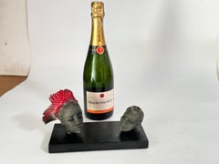 Sculptures in Wood and Ceramic from France in a Black-Red Color 20TH Century