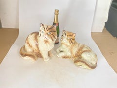 Sculptures of Larges Cats Italian Ceramic  from the 1970s Set of 2