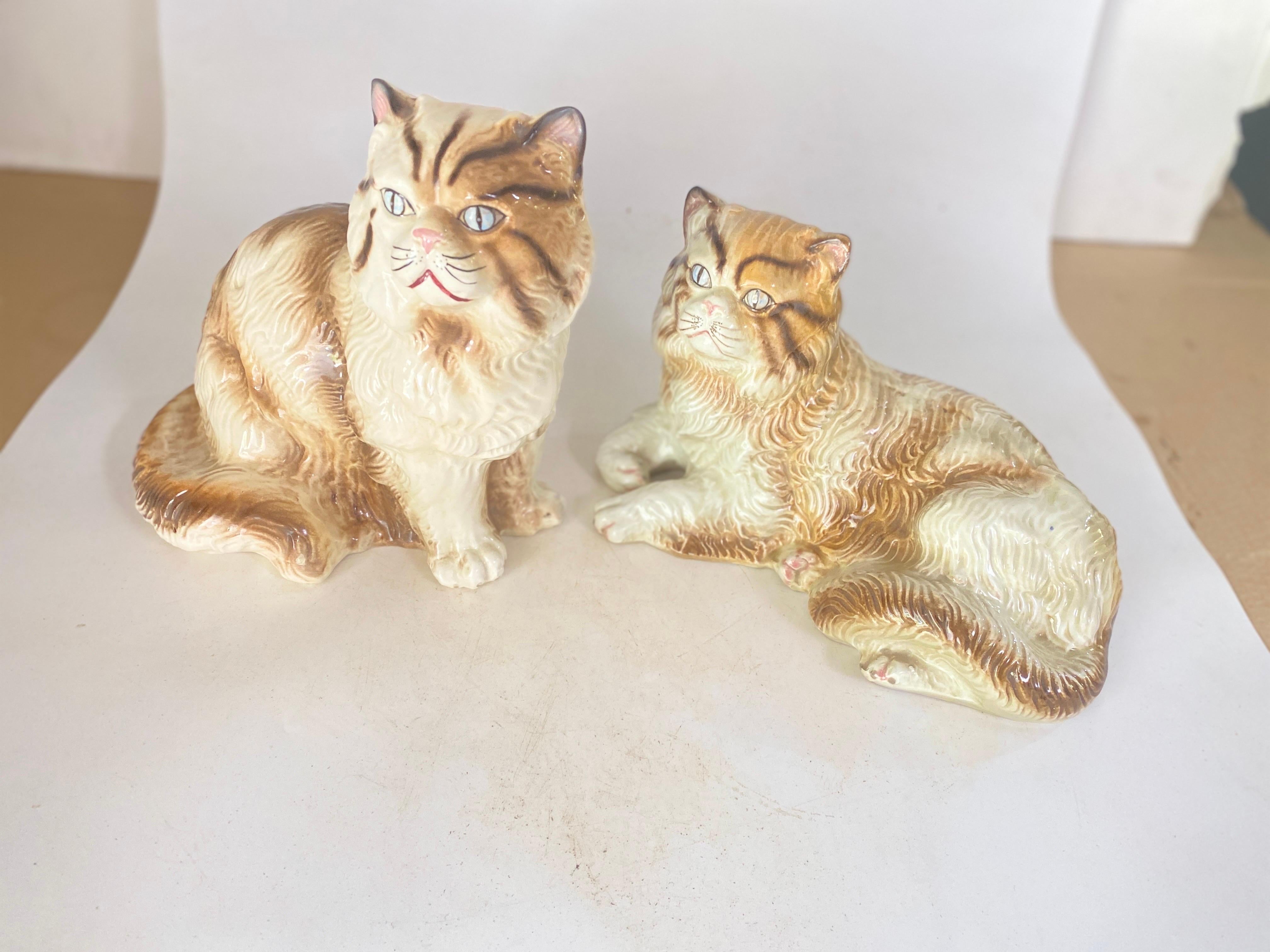 Sculptures of Larges Cats Italian Ceramic  from the 1970s Set of 2 In Good Condition For Sale In Auribeau sur Siagne, FR